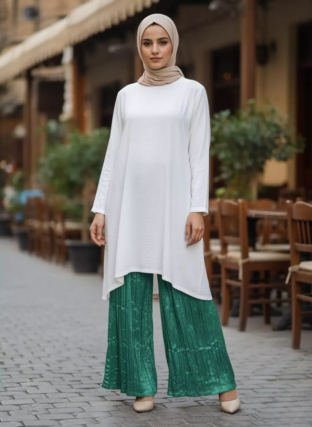 Satin crinkle pants 1