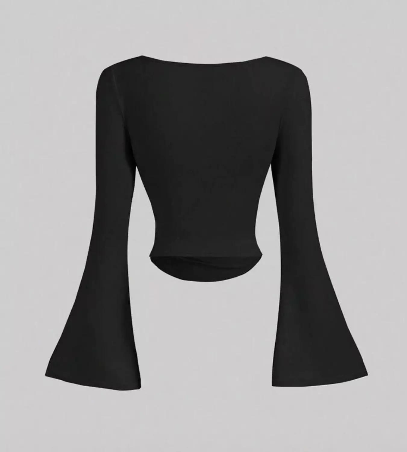 Double-Lined Lycra Top with Bell Sleeves & Side Ruching image