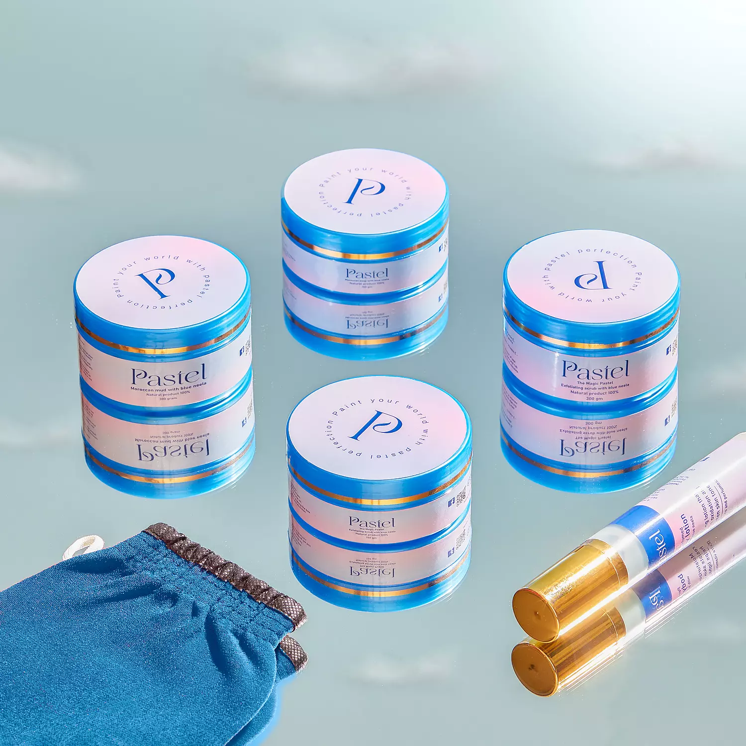 Moroccan Bath Set In Blue Indigo From Pastel Company 2