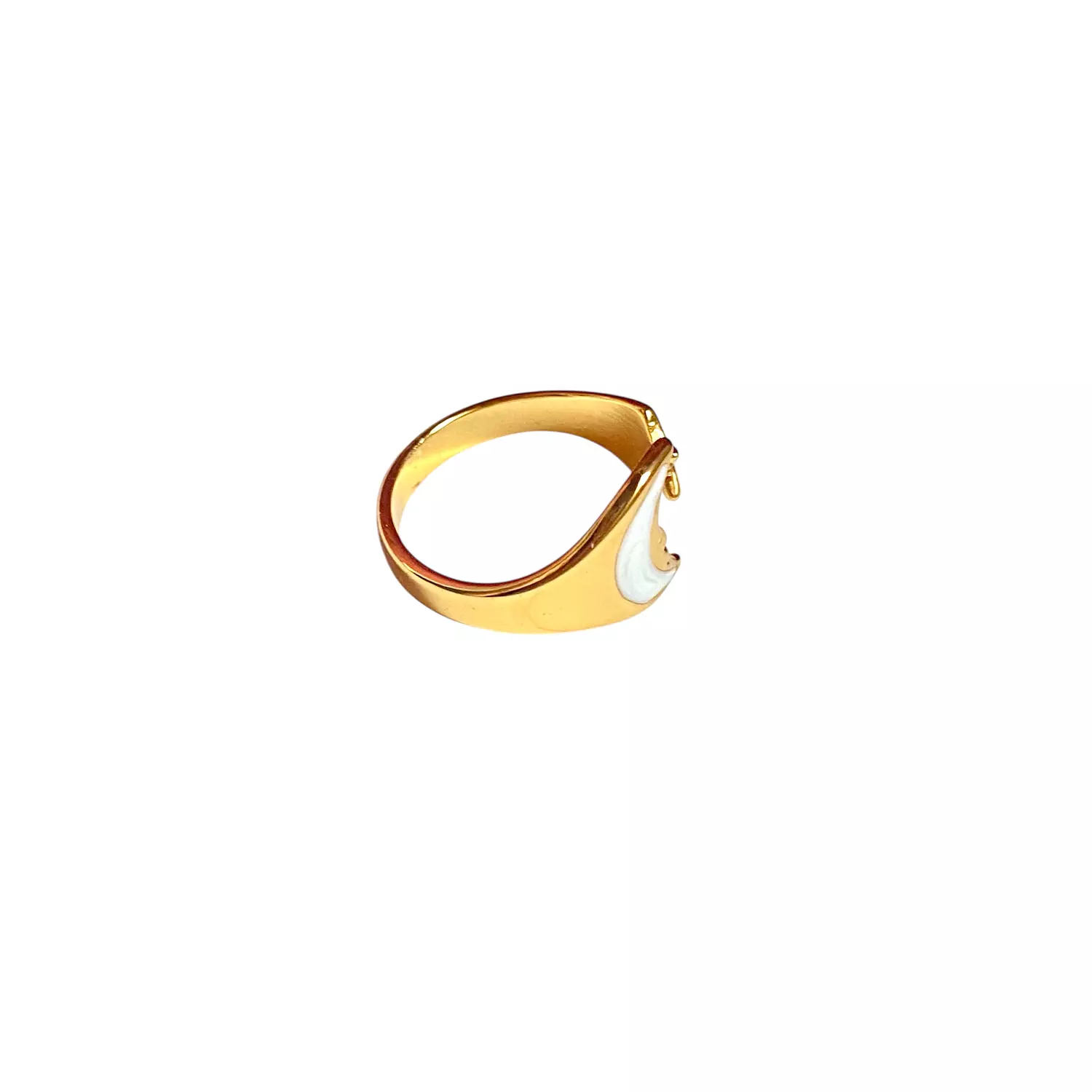 White half moon with star stainless steel ring. 1
