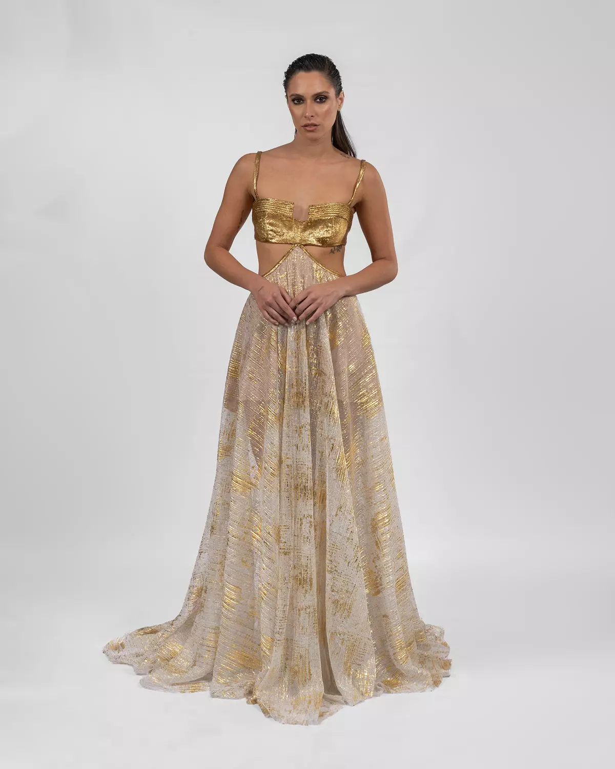 Striking Gold Backless Dress hover image