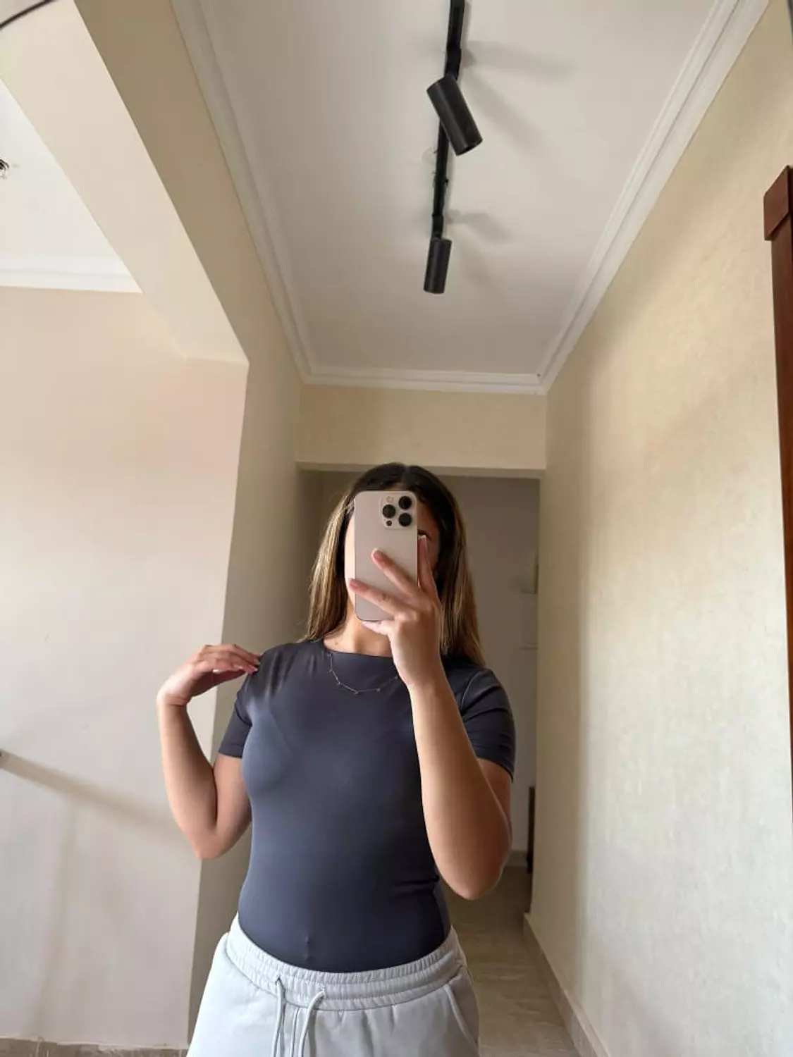 Short Sleeves Dark Grey Basic Top image