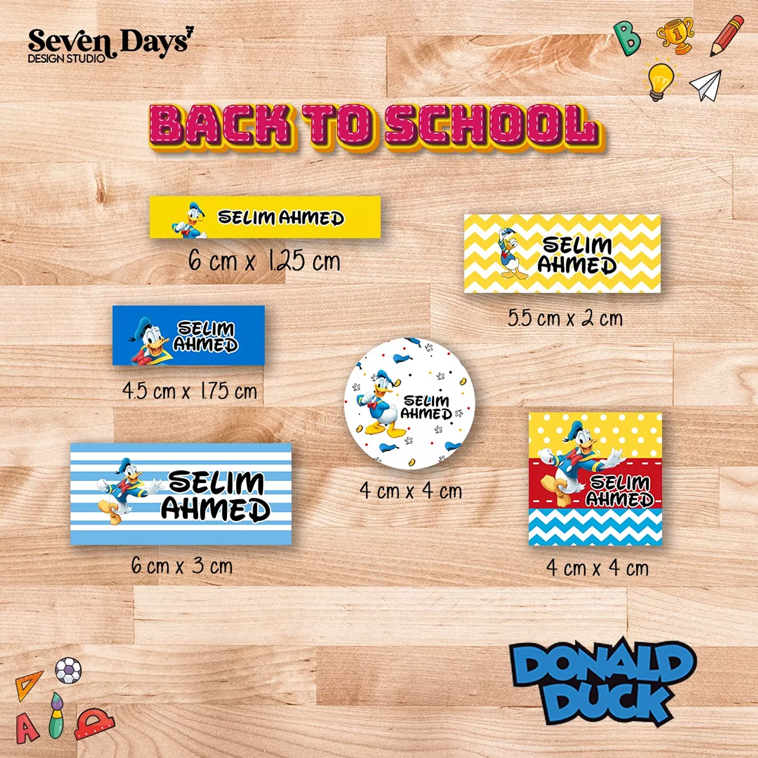 Donald Duck School Labels  
