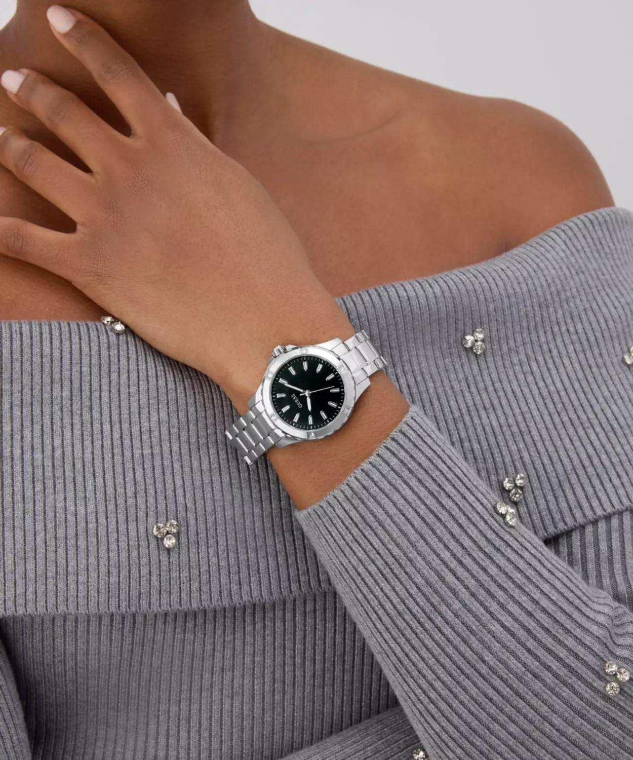 GUESS Ladies Silver Tone Analog Watch 6