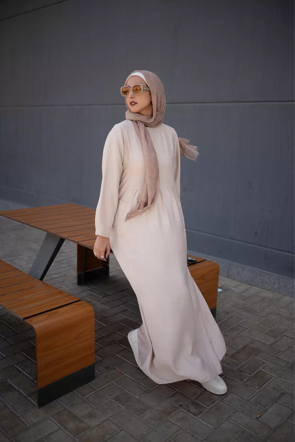 Beige Spanish Linen Flowy Dress 2