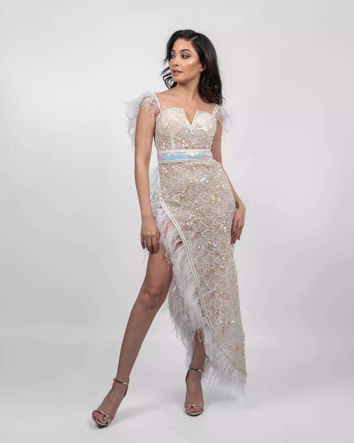 Opulent White Sequin Dress image