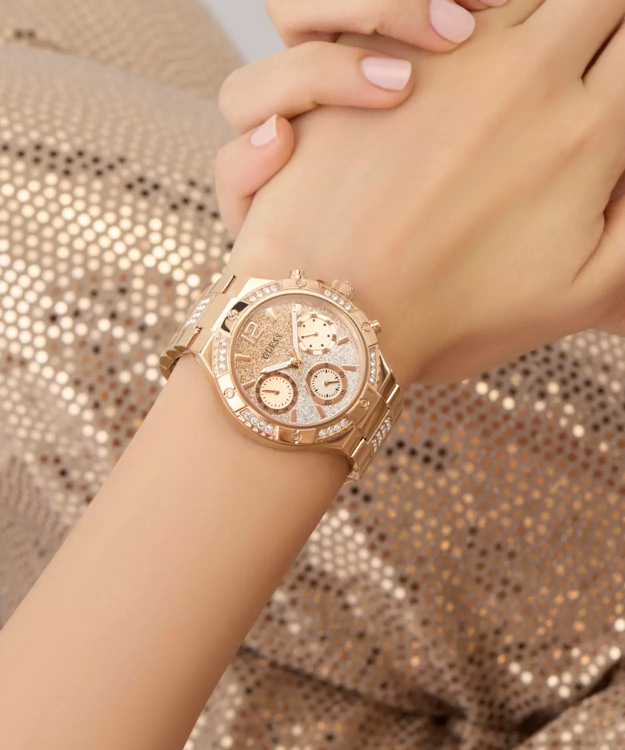 GUESS Ladies Rose Gold Tone Multi-function Watch 6