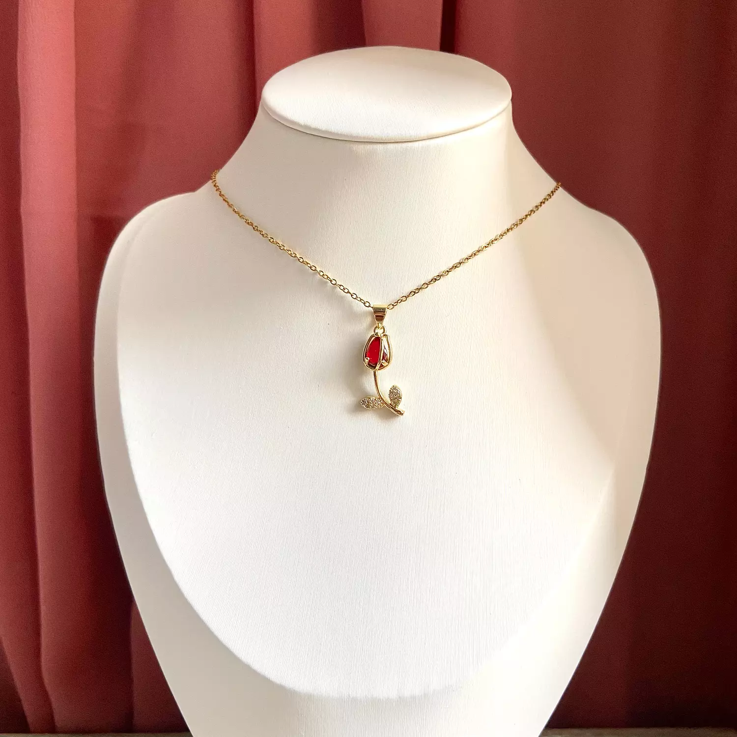 Red tulip stainless steel necklace 🌷 2