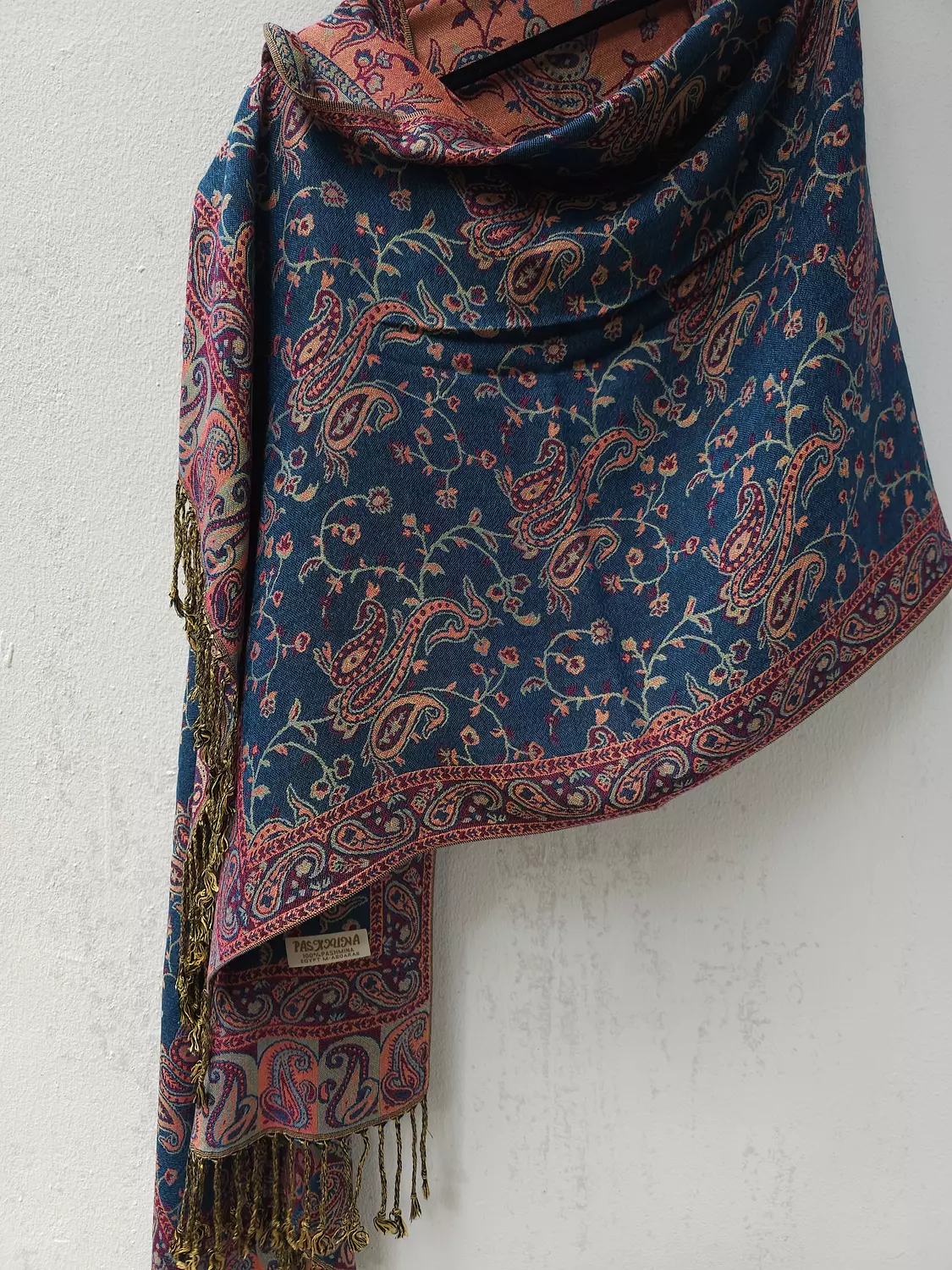 Dark blue2/orange Pashmina 2