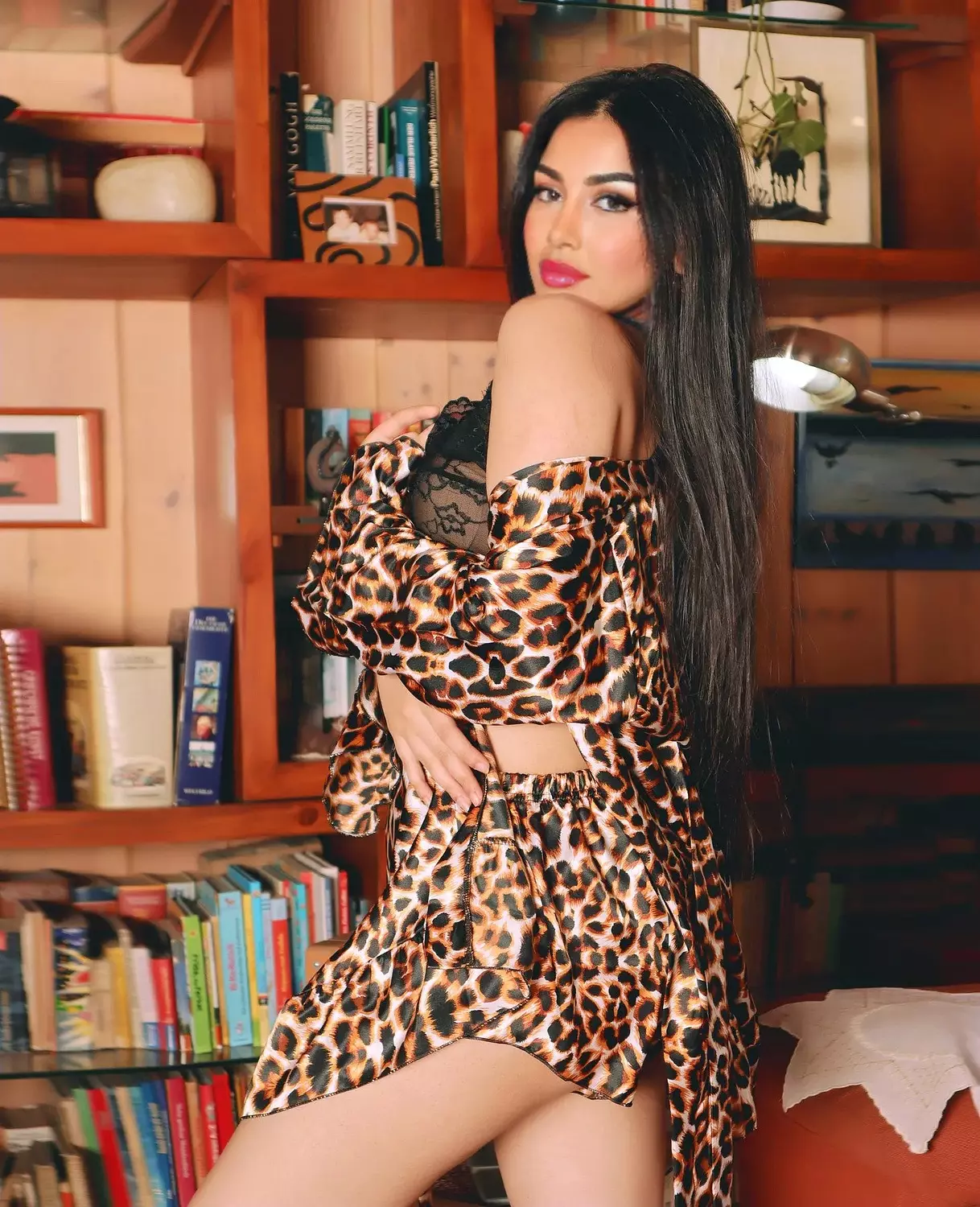 3-Piece Leopard Satin Robe Set hover image