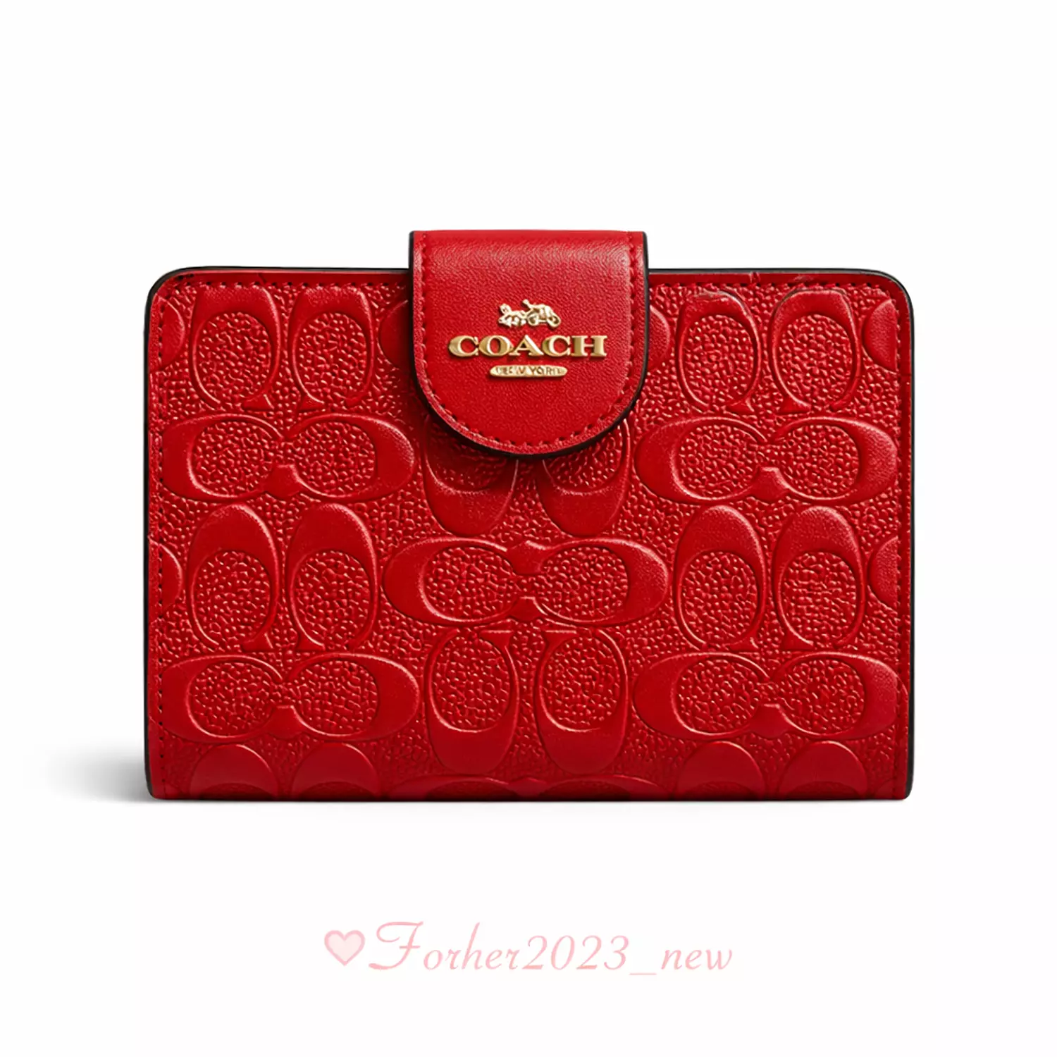 Medium Corner Zip Wallet In Signature in red image