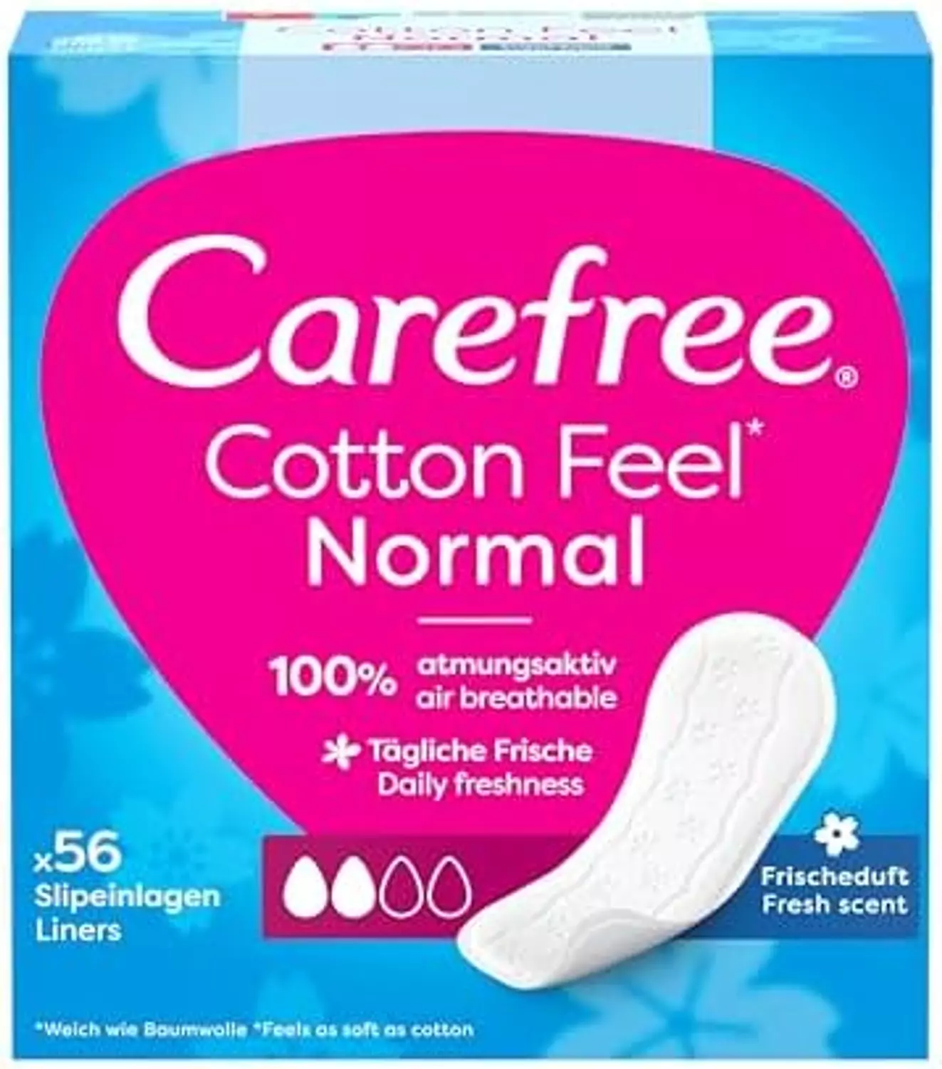 CAREFREE COTTON FEEL NORMAL FRESH SCENTED 56 PANTYLINERS image