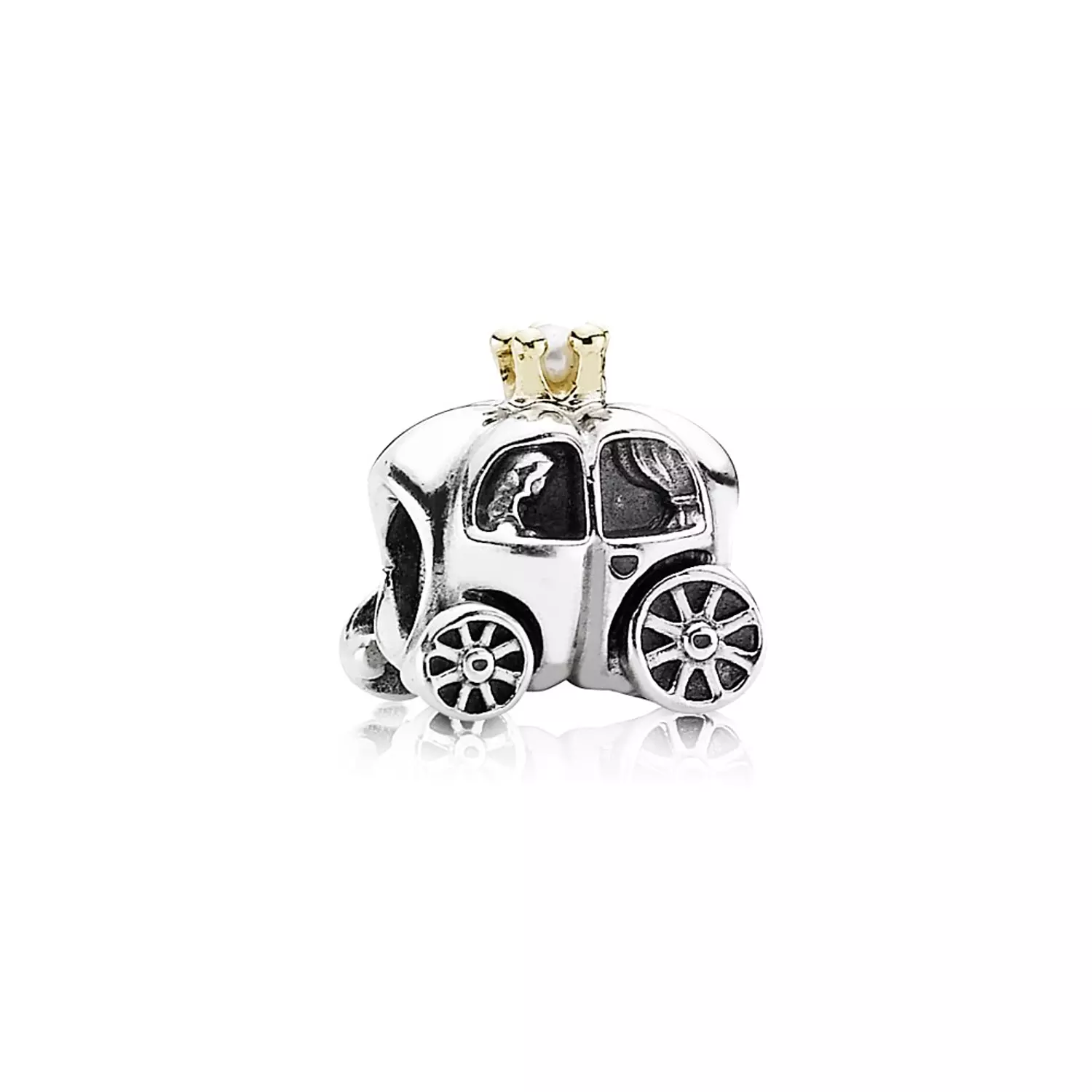 Royal carriage silver charm, 14k, freshwater cultured pearl