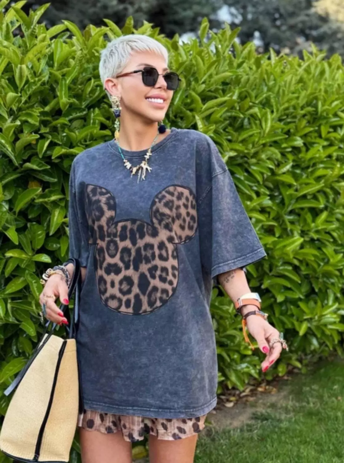 New Arrival  Oversize Mickey Leopard Shirt  image