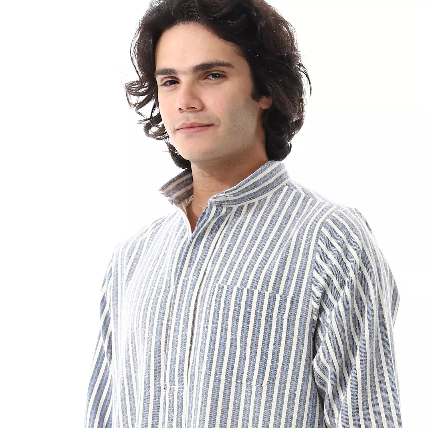 Shorto Men's Kastoor Galabeya  - 25 -2- Blue * Dark Grey * White - 2341 2