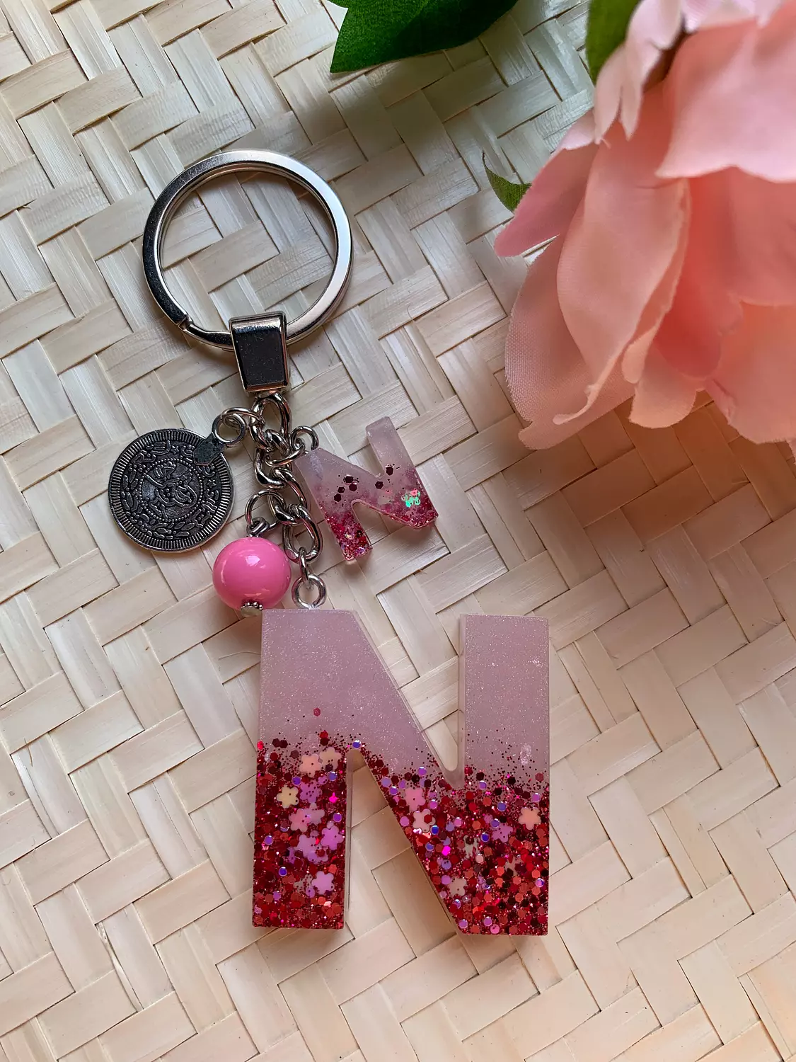 Resin Letters Keychain ( Glitter Pink ) "By Order"  11