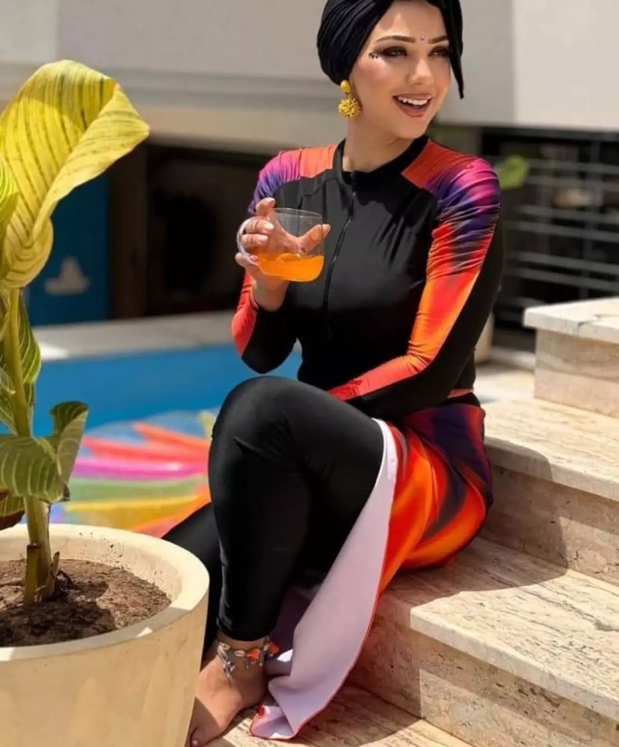 Orange triangle burkini  3