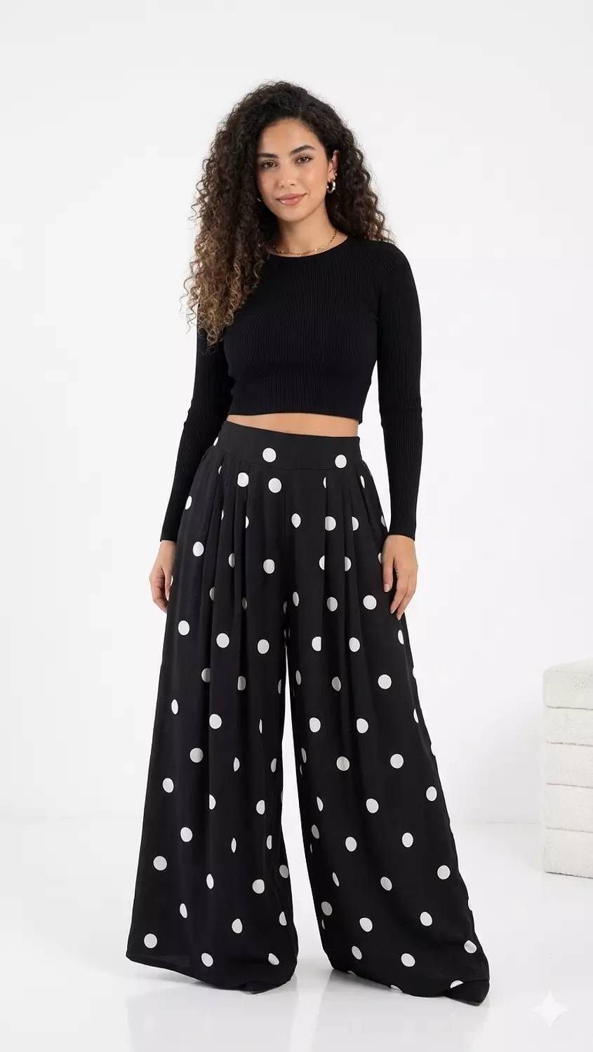 Polka wide leg pants image