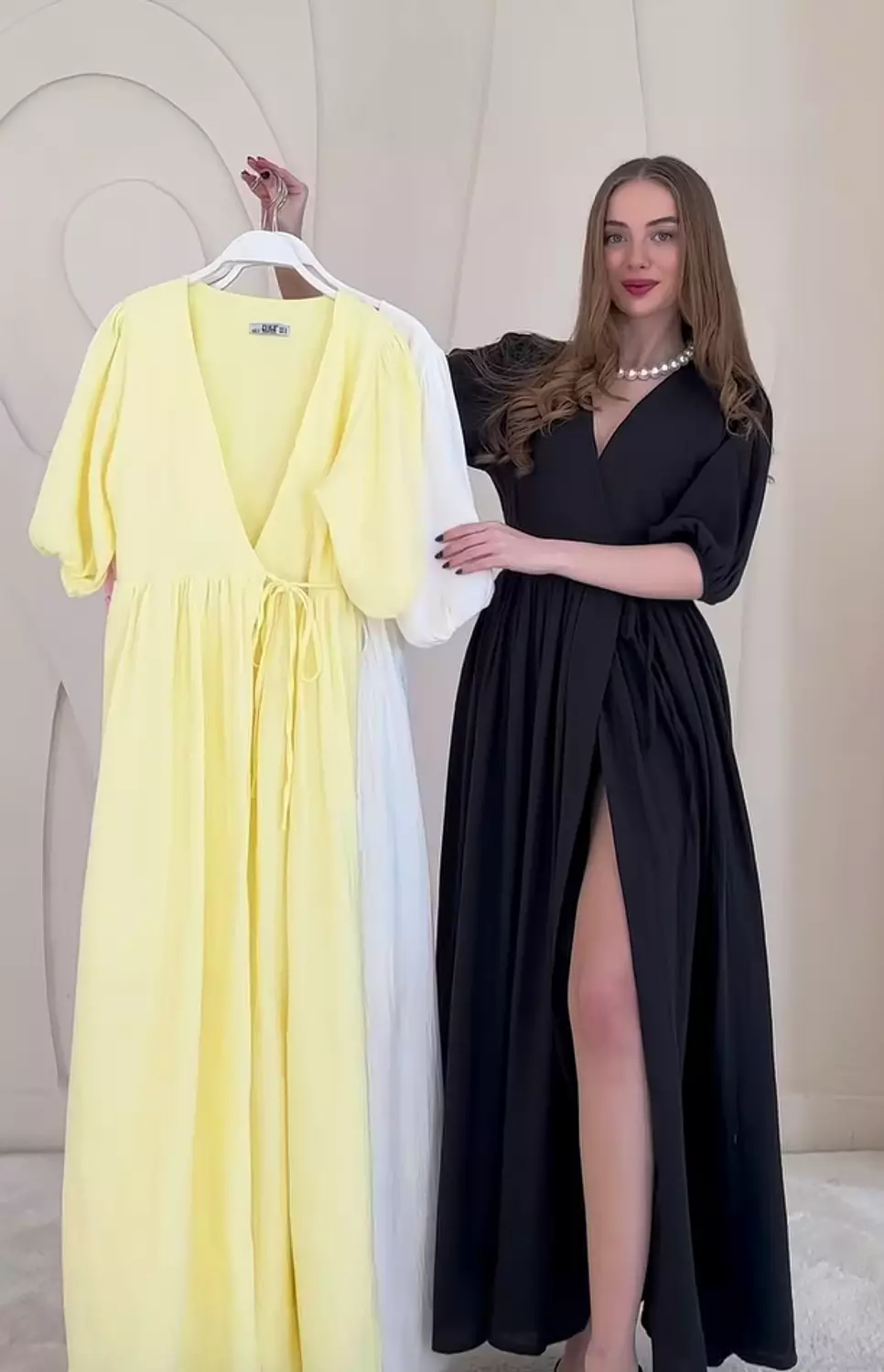 Crinkled Wrap Maxi Dress with Front Slit 4