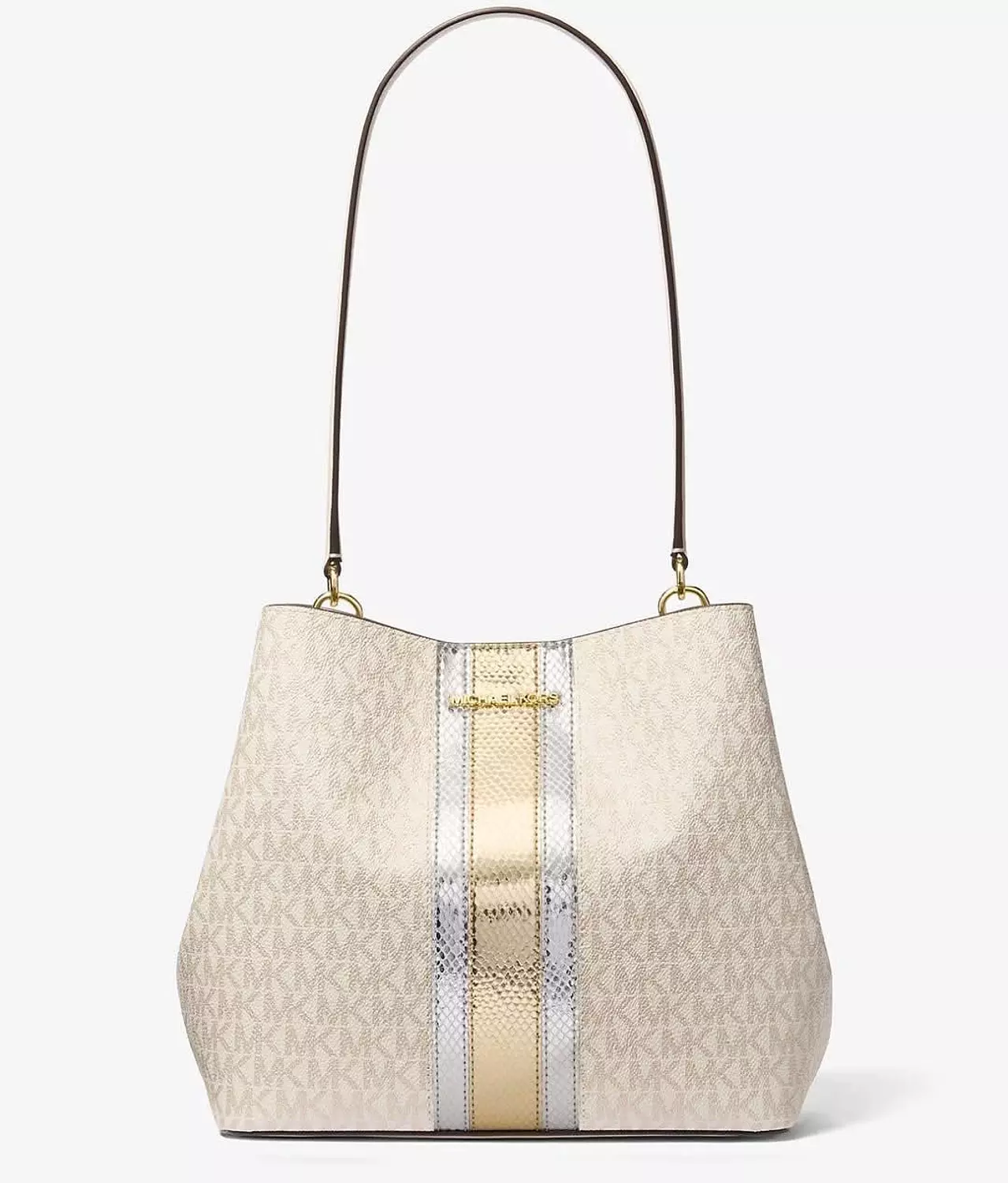 Michael Kors Jet Set Charm Shoulder Bag – Vanilla with Metallic Stripe image