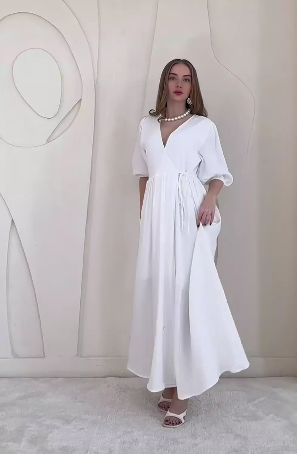 Crinkled Wrap Maxi Dress with Front Slit 6