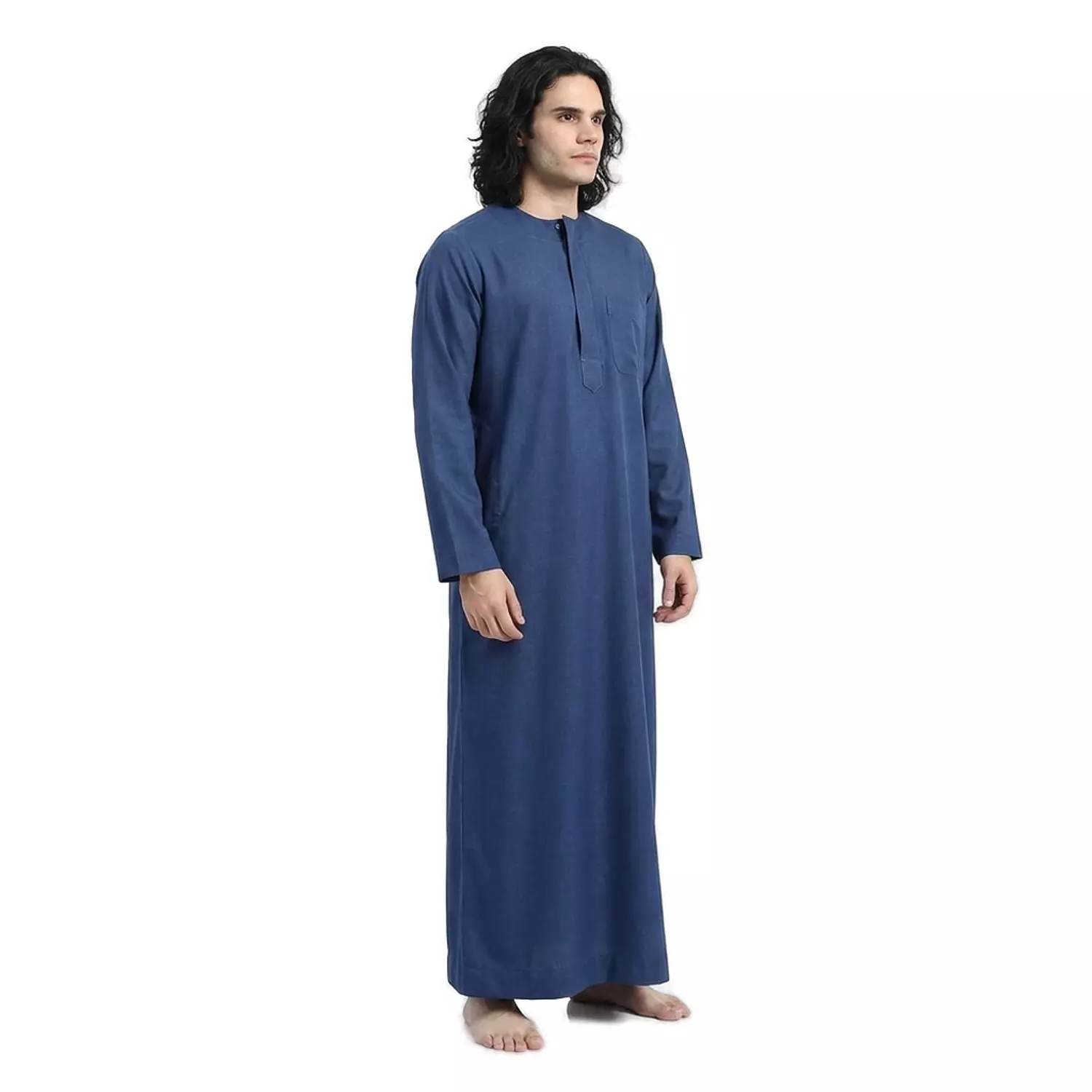  جلابيه رجالي كم طويل - قطن - 2590 - كحلي 2