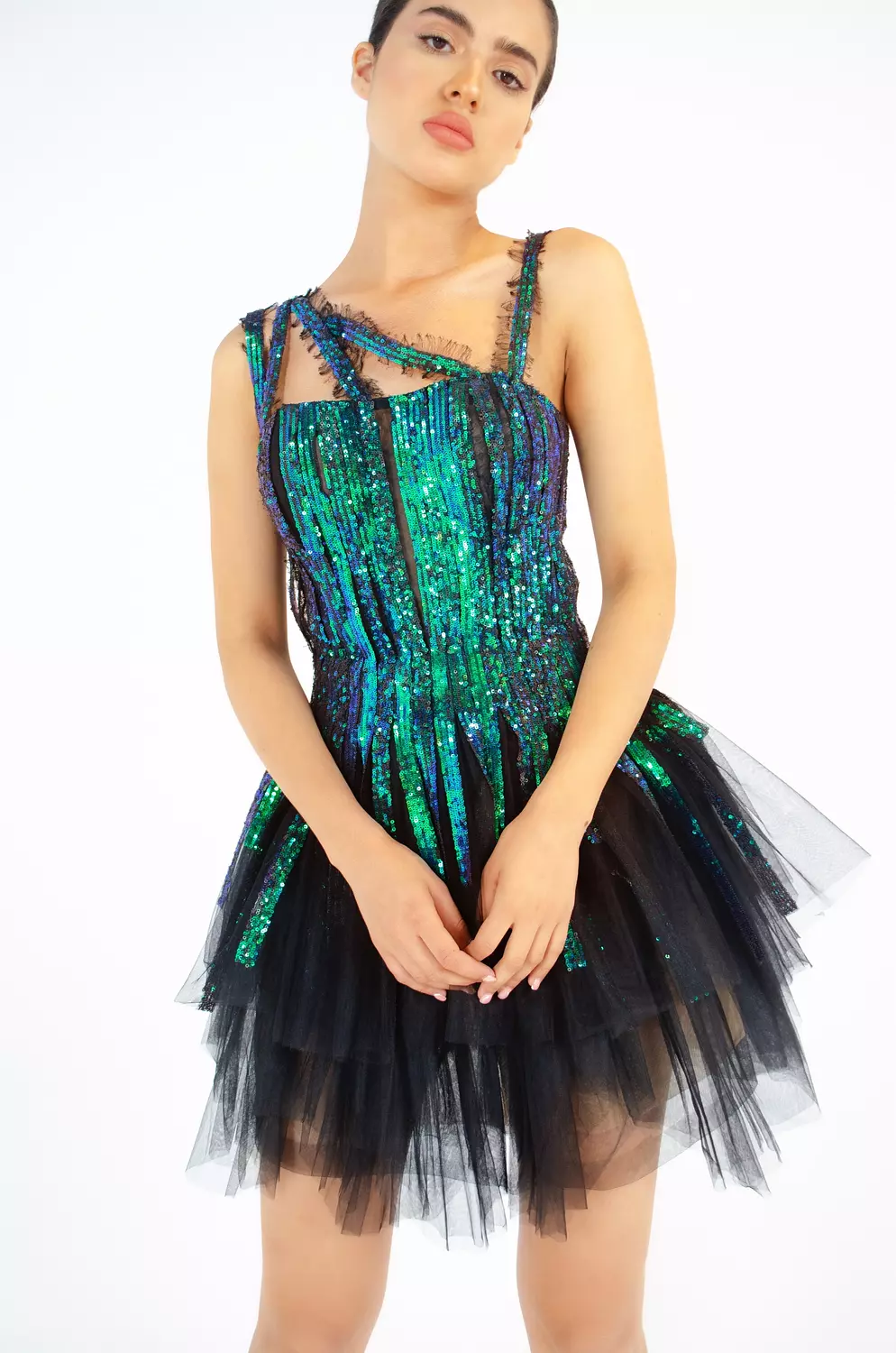 Enchanting Blue-Green Sequin Dress 2