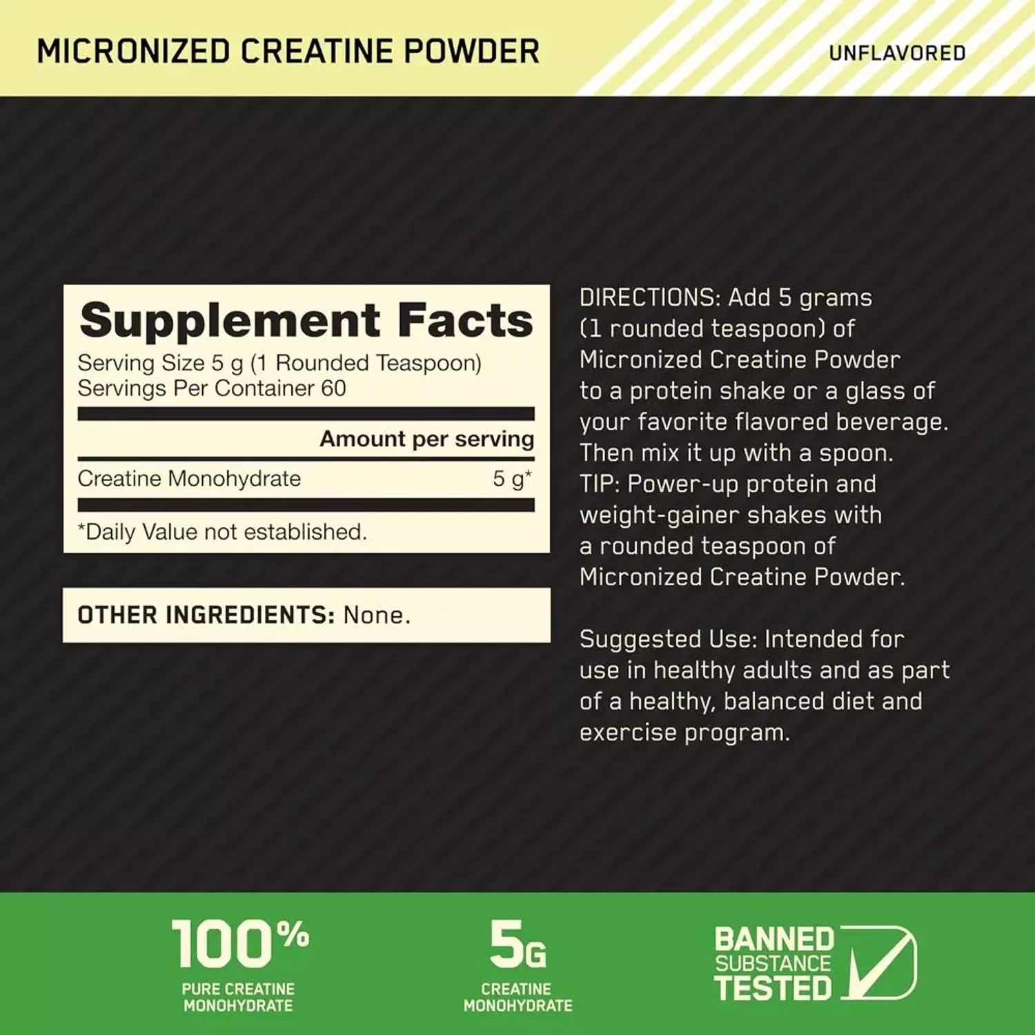 Optimum Nutrition, Micronized Creatine, 300g, 60 Servings hover image