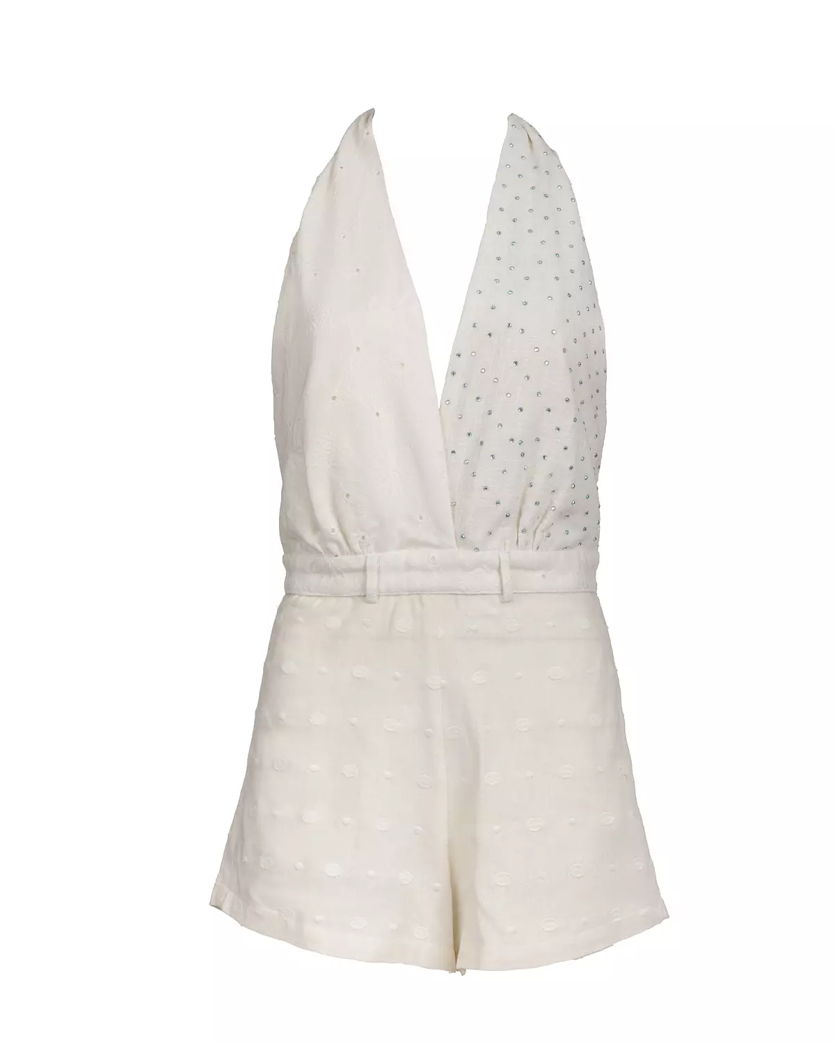 Delicate Beige Patchwork Romper 2