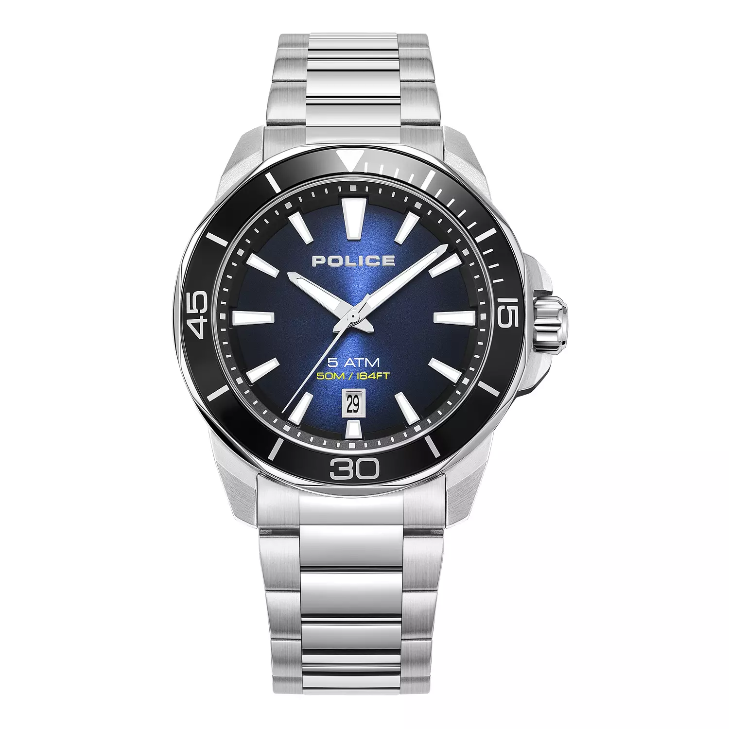 Police PEWJH0021402 Thornton Men's Watch, Blue Sunray Dial & Stainless Steel Bracelet, 43x49mm image