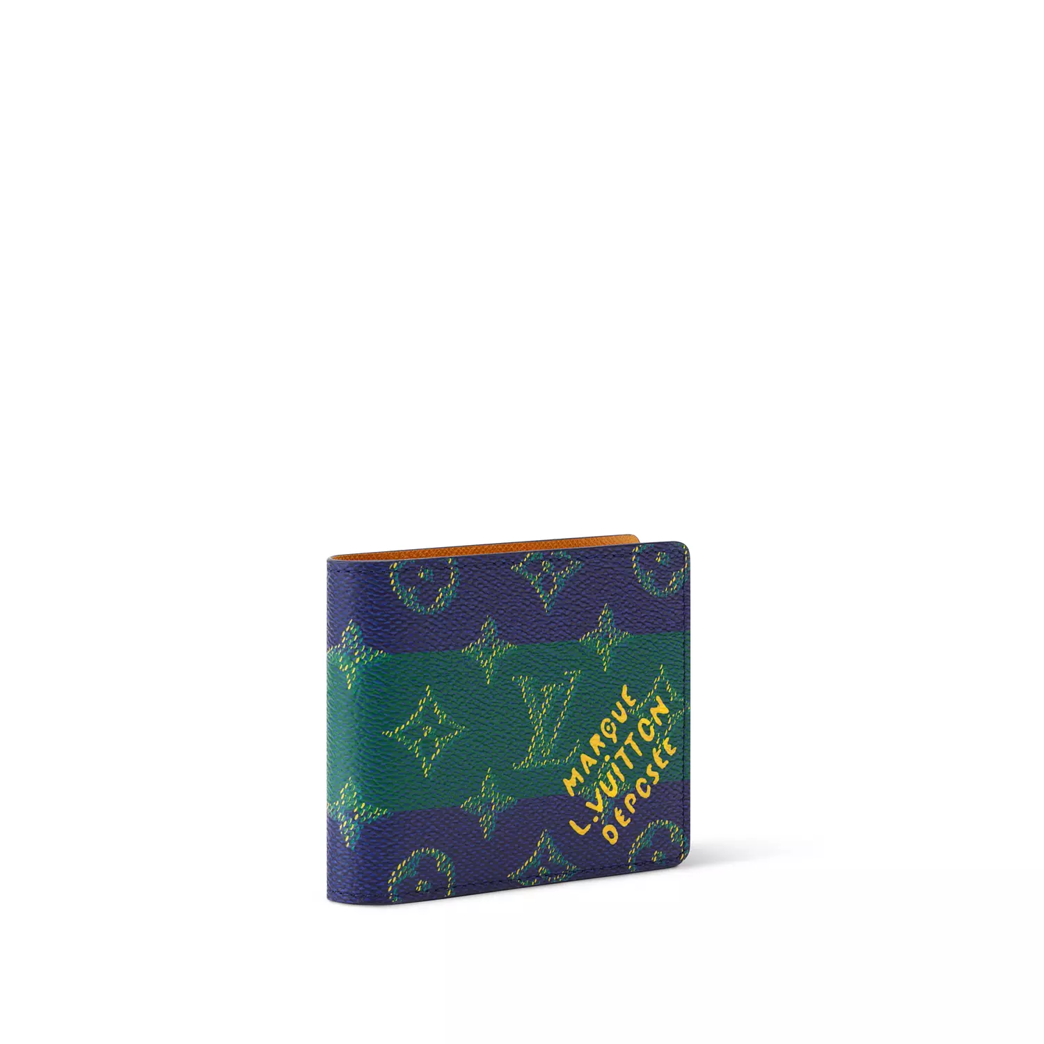 Louis Vuitton Slender Wallet in striped Monogram Heritage coated canvas with a saffron cowhide-leather linin hover image