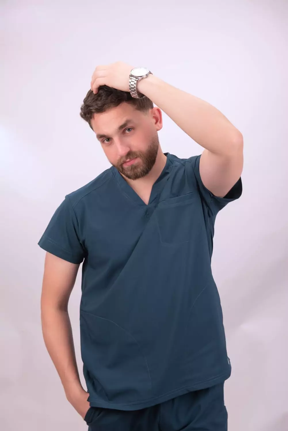 V Neck  ( blue green )  XXXL premium quality Scrub image