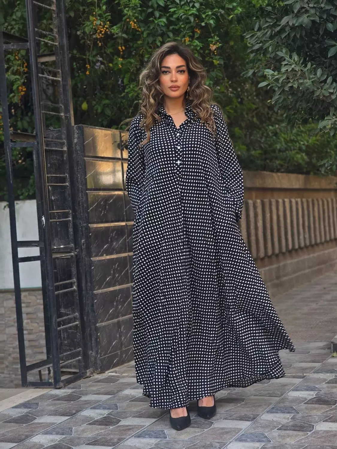 Black maxi polka dress  4