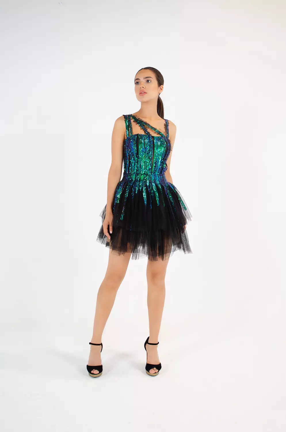 Enchanting Blue-Green Sequin Dress image