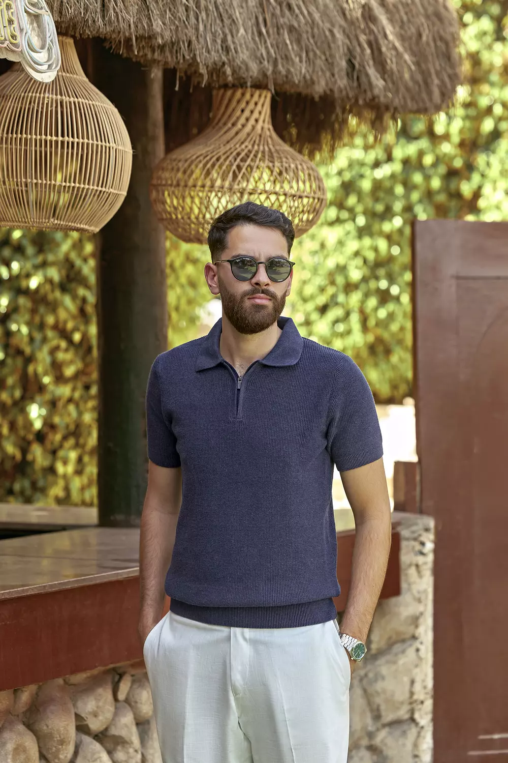 Men’s Midnight Navy Quarter Zip Polo Shirt image