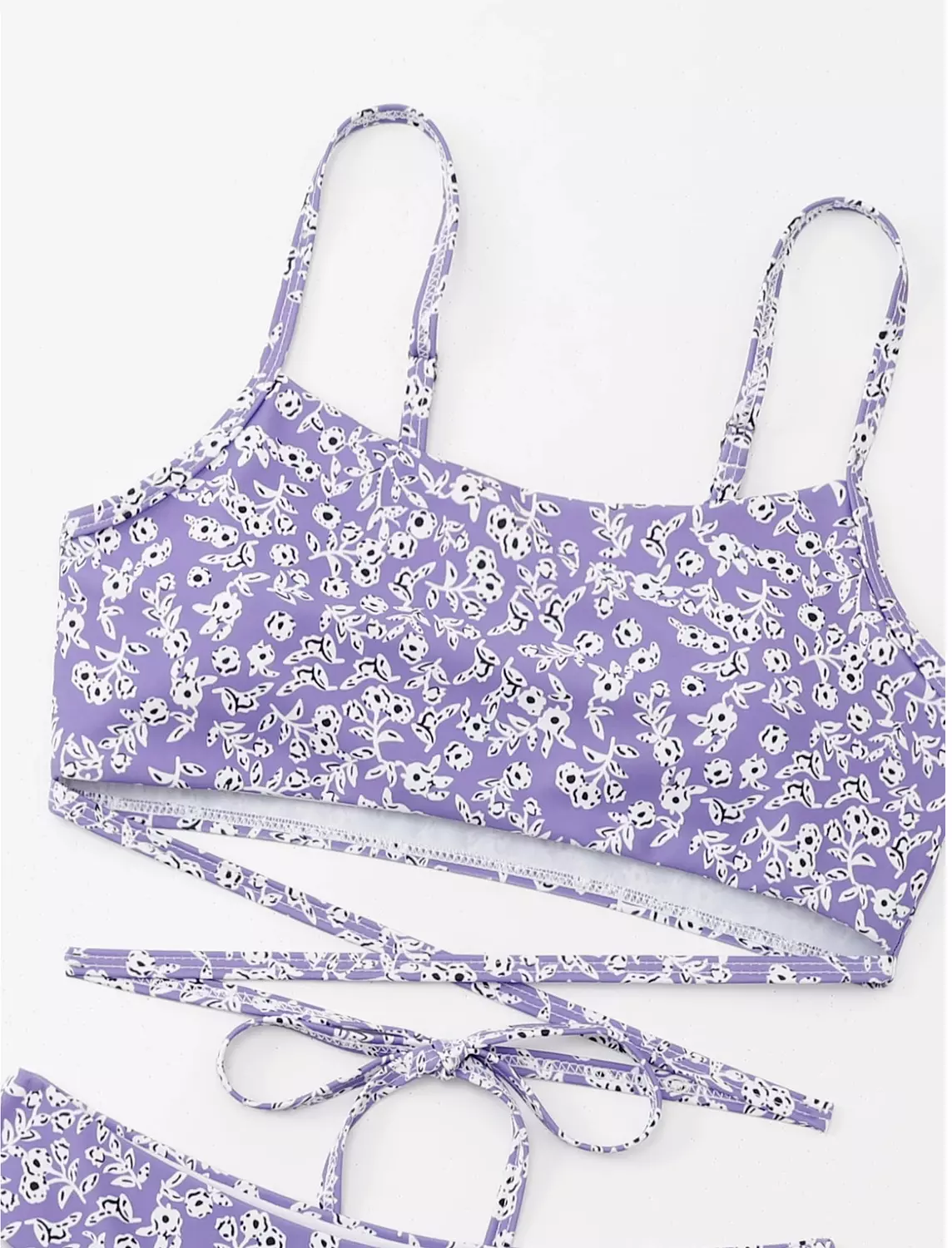 SHEIN Swim Summer Beach Ditsy Floral Crisscross Tie Back Bikini 2