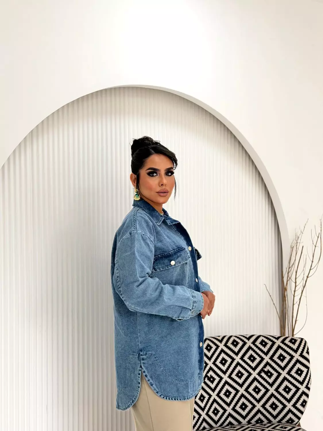 Oversized Denim Shirt In Dark Wash 3