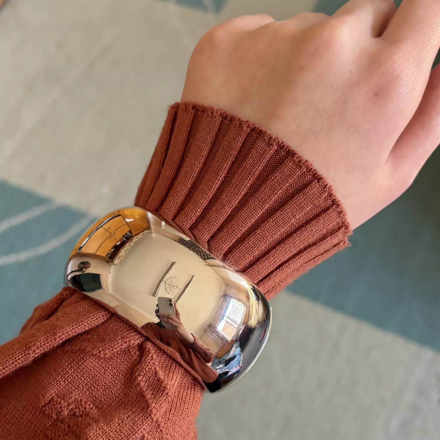 Big chunky bangle- silver  image