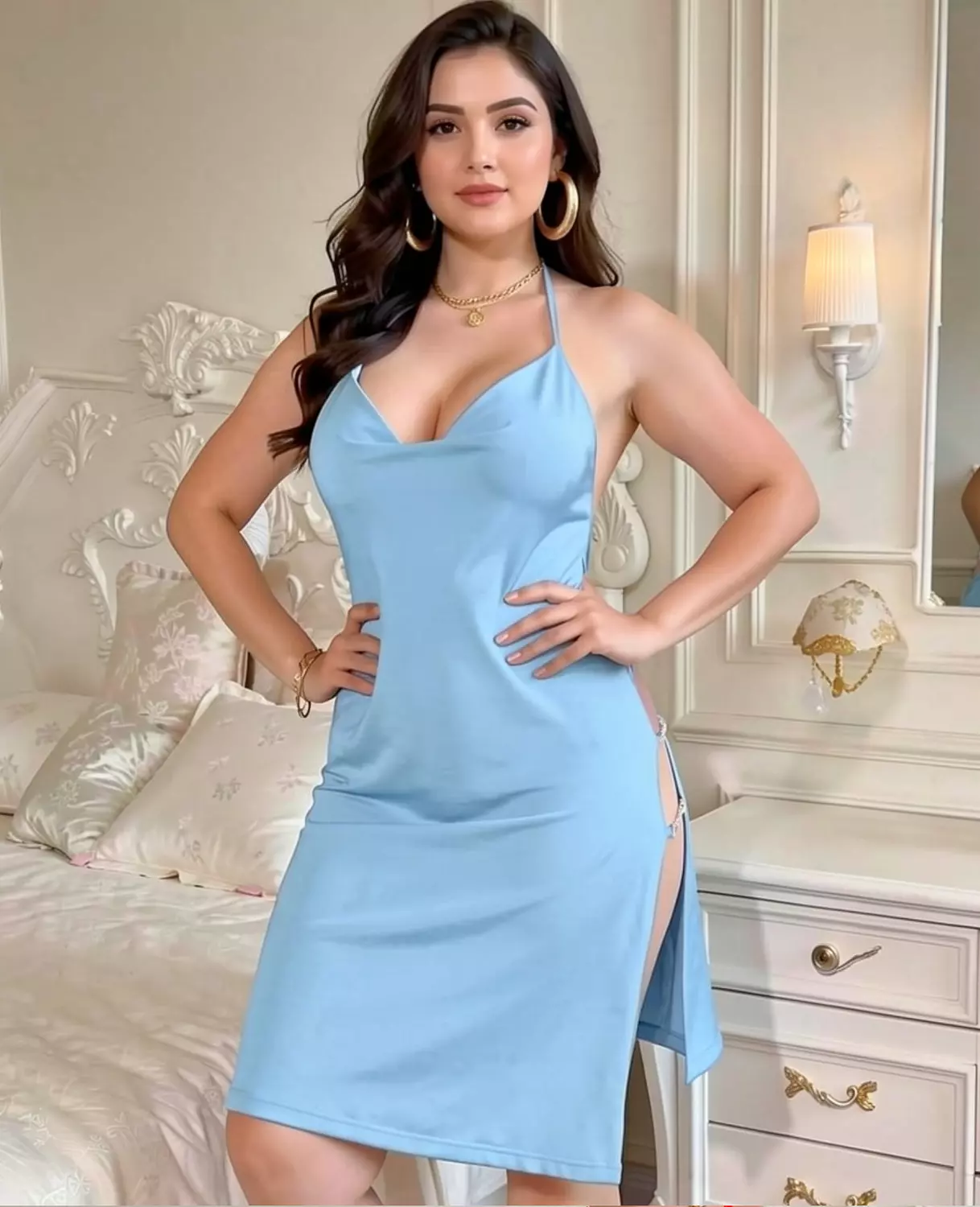 Mini Dress with Rhinestone Side Chains 3