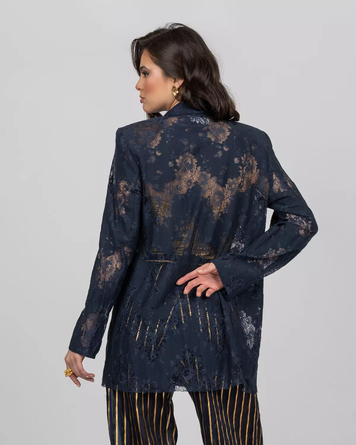 Navy Blue Lace Blazer hover image
