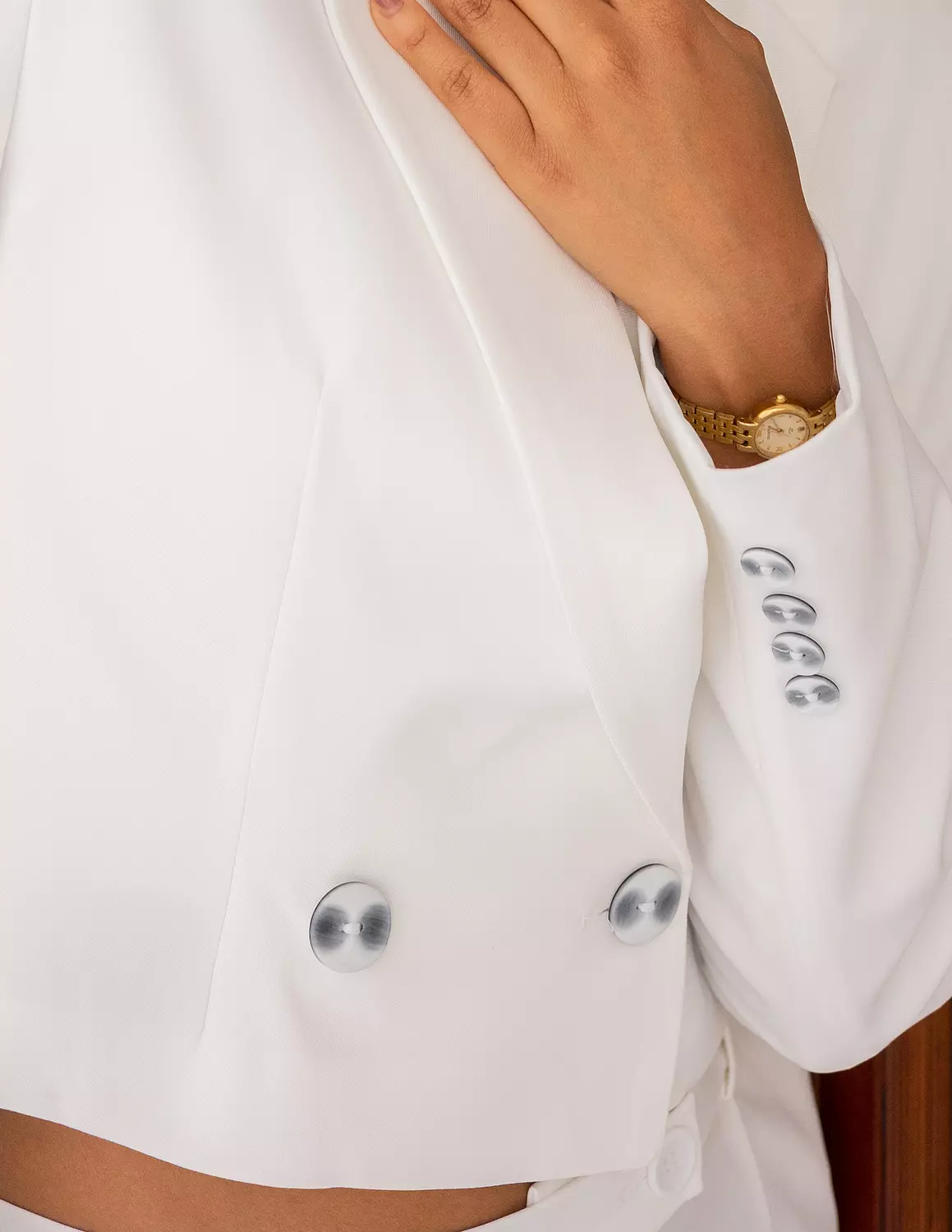 Majestic White Cropped Blazer  2