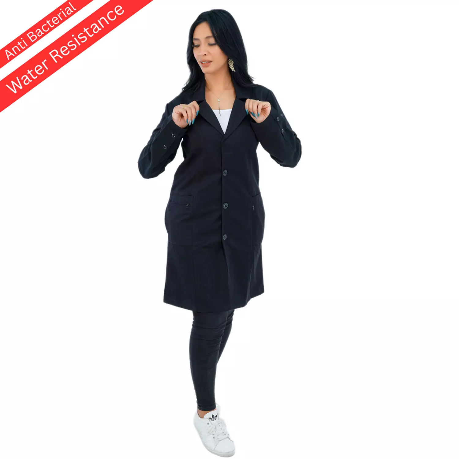 Black Elegance Lab Coat Long  4