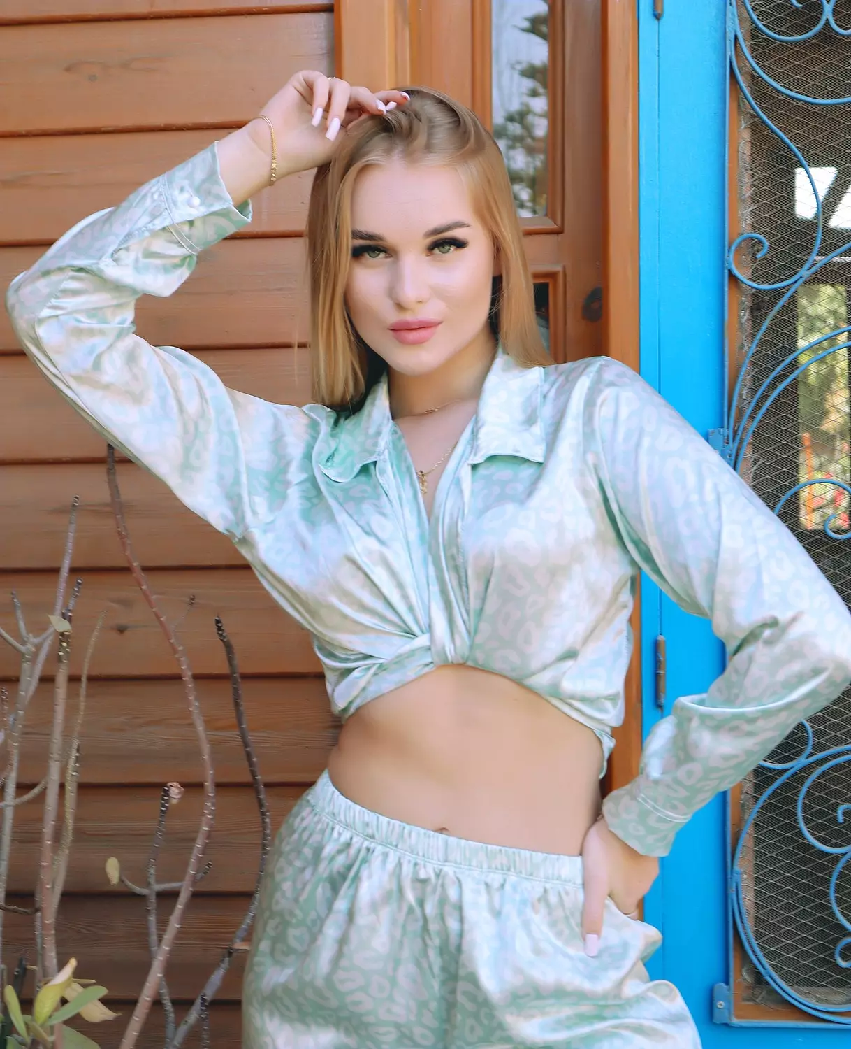 Leopard Satin Twist-Front Lounge image