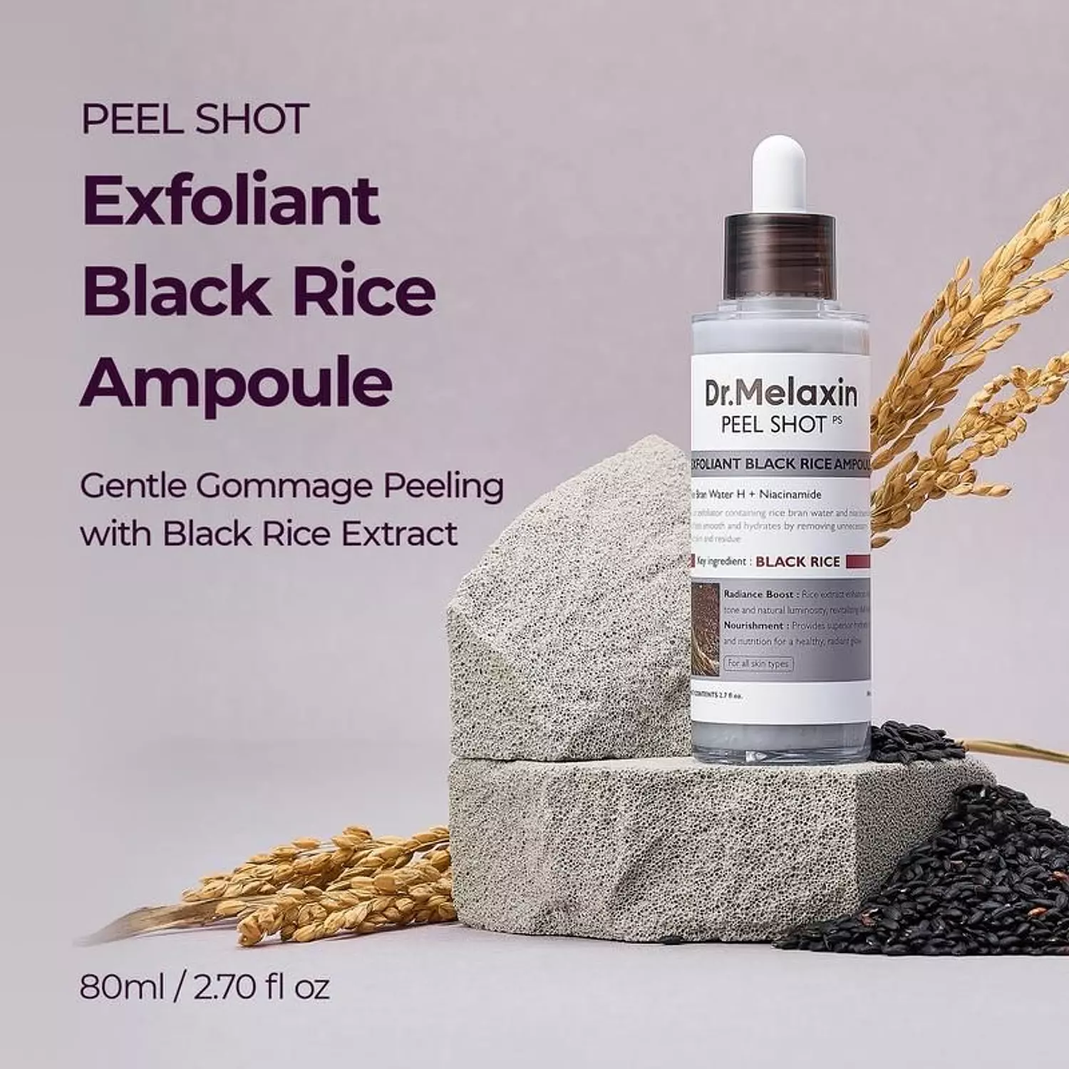 Dr. Melaxin – Peel Shot Exfoliant Black Rice Ampoule 1