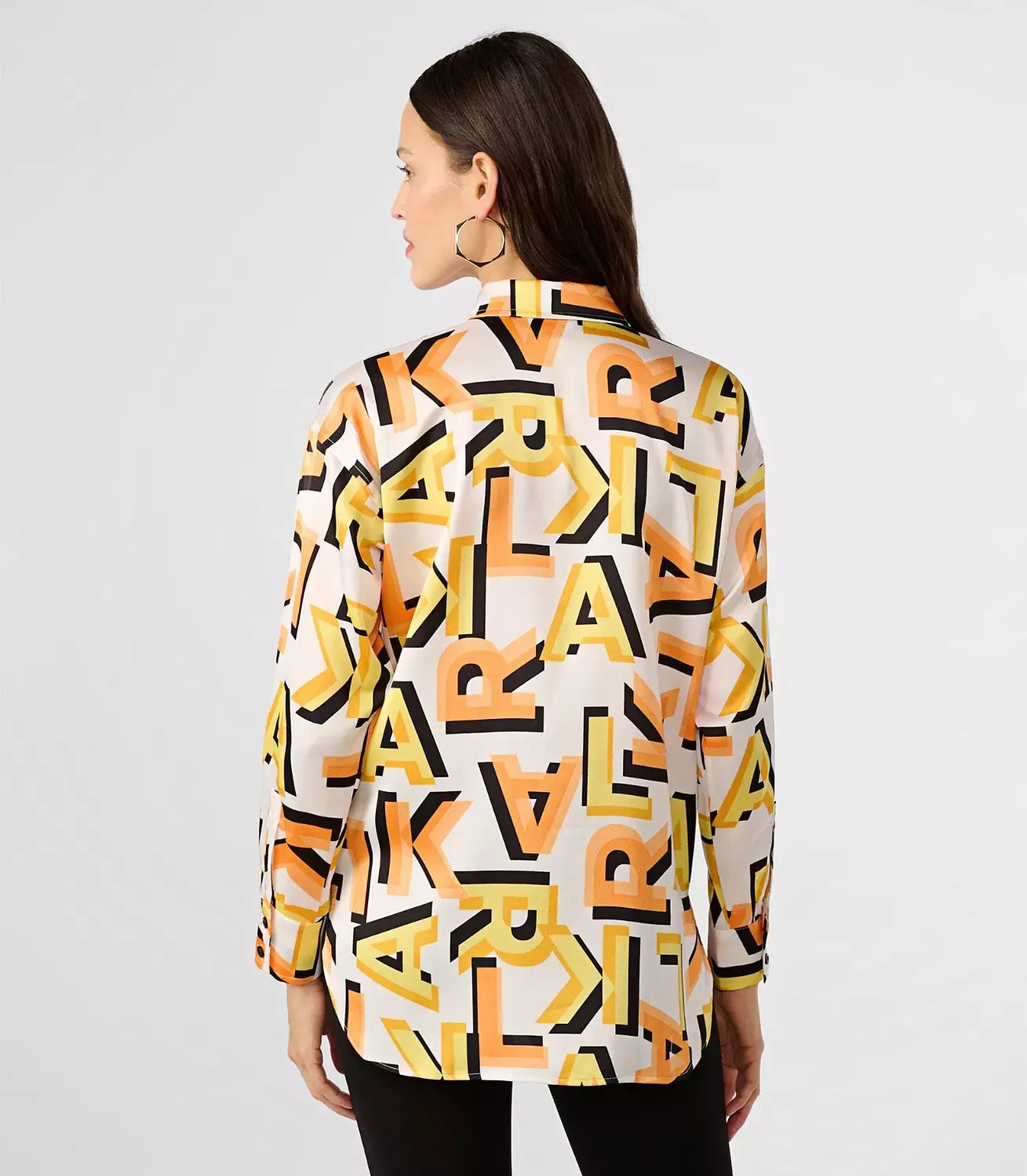 Karl Lagerfeld Paris Women’s Bold Logo Print Shirt – Yellow/Orange hover image