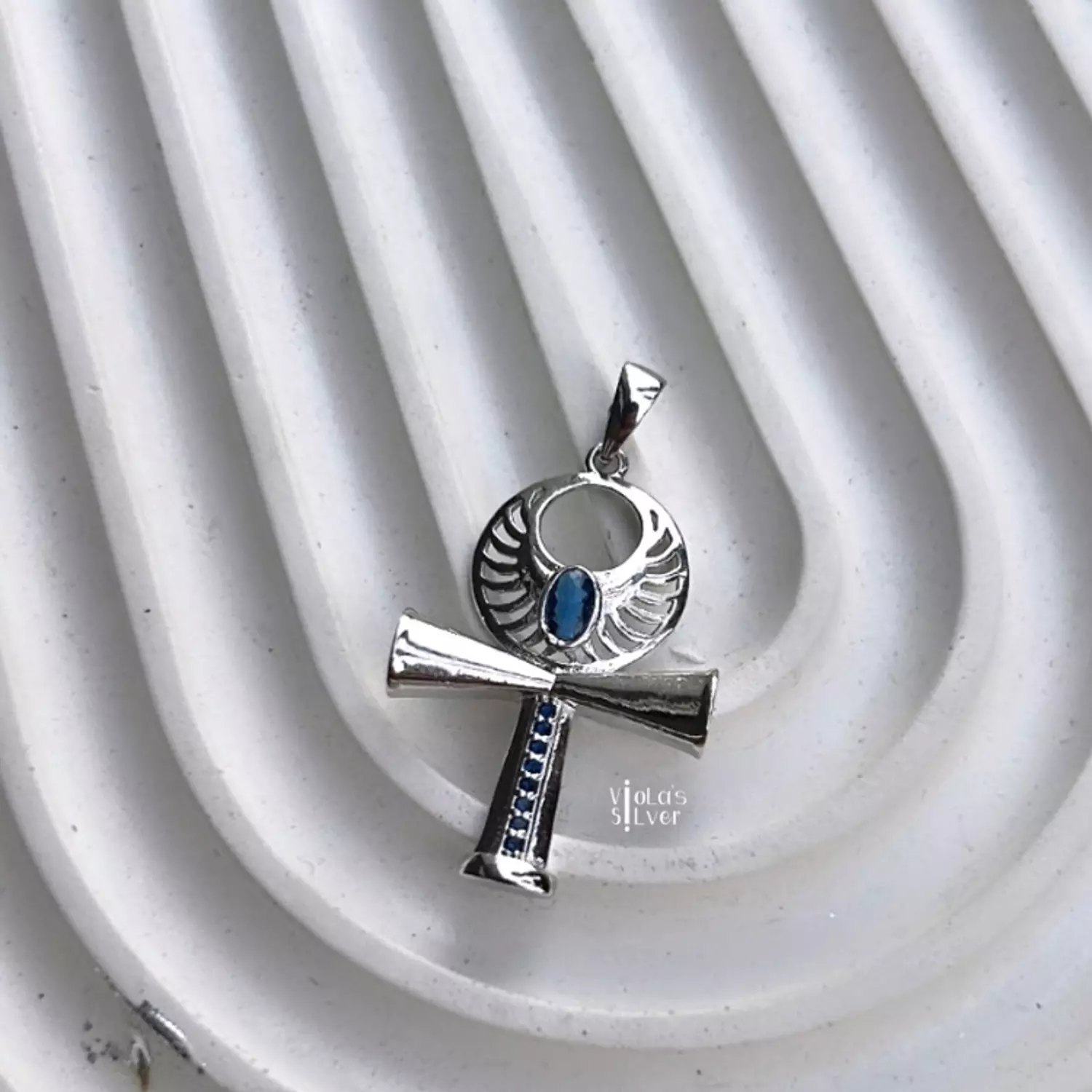 Blue zircon Ankh pendant  image