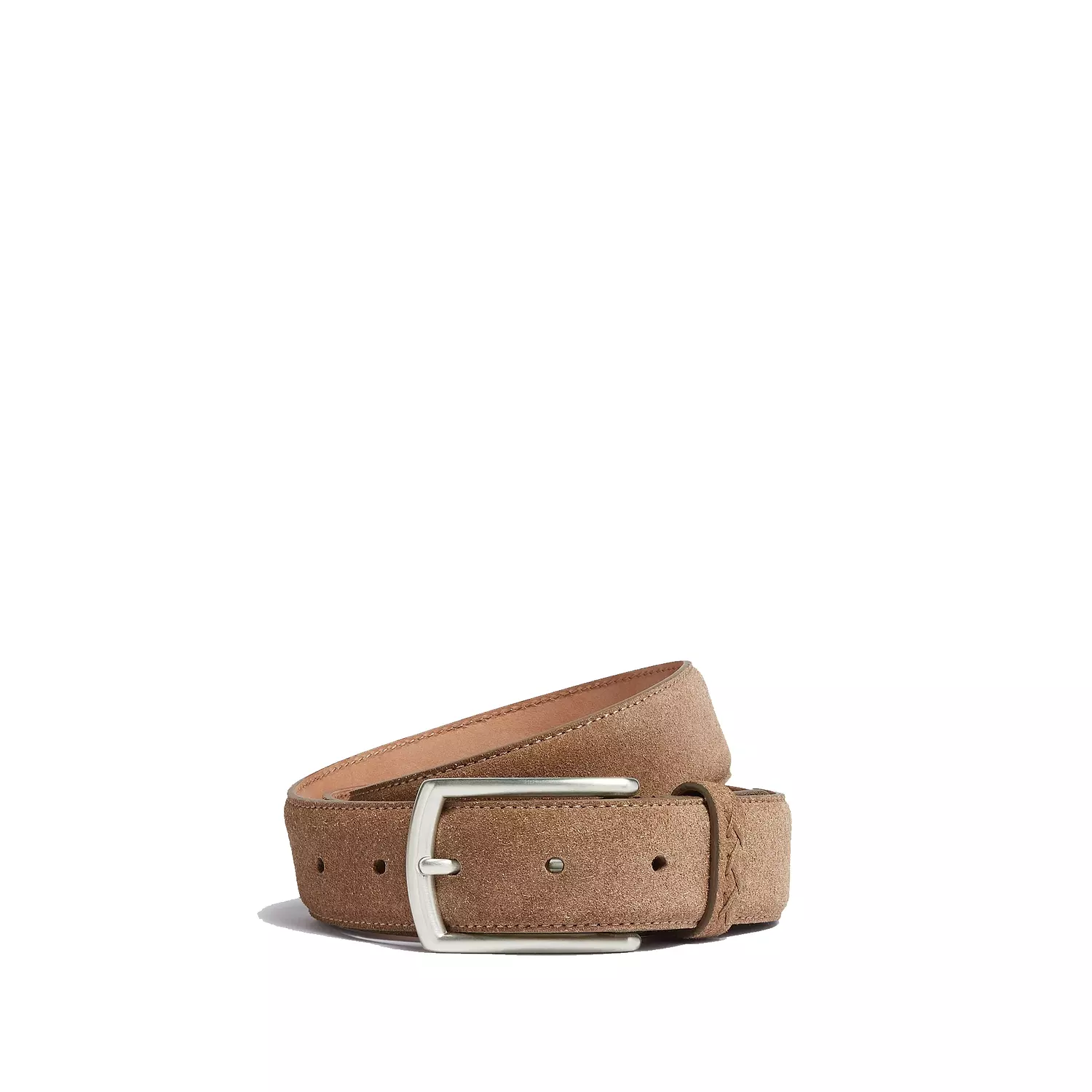 Zegna Triple Stitch suede belt in Beige image
