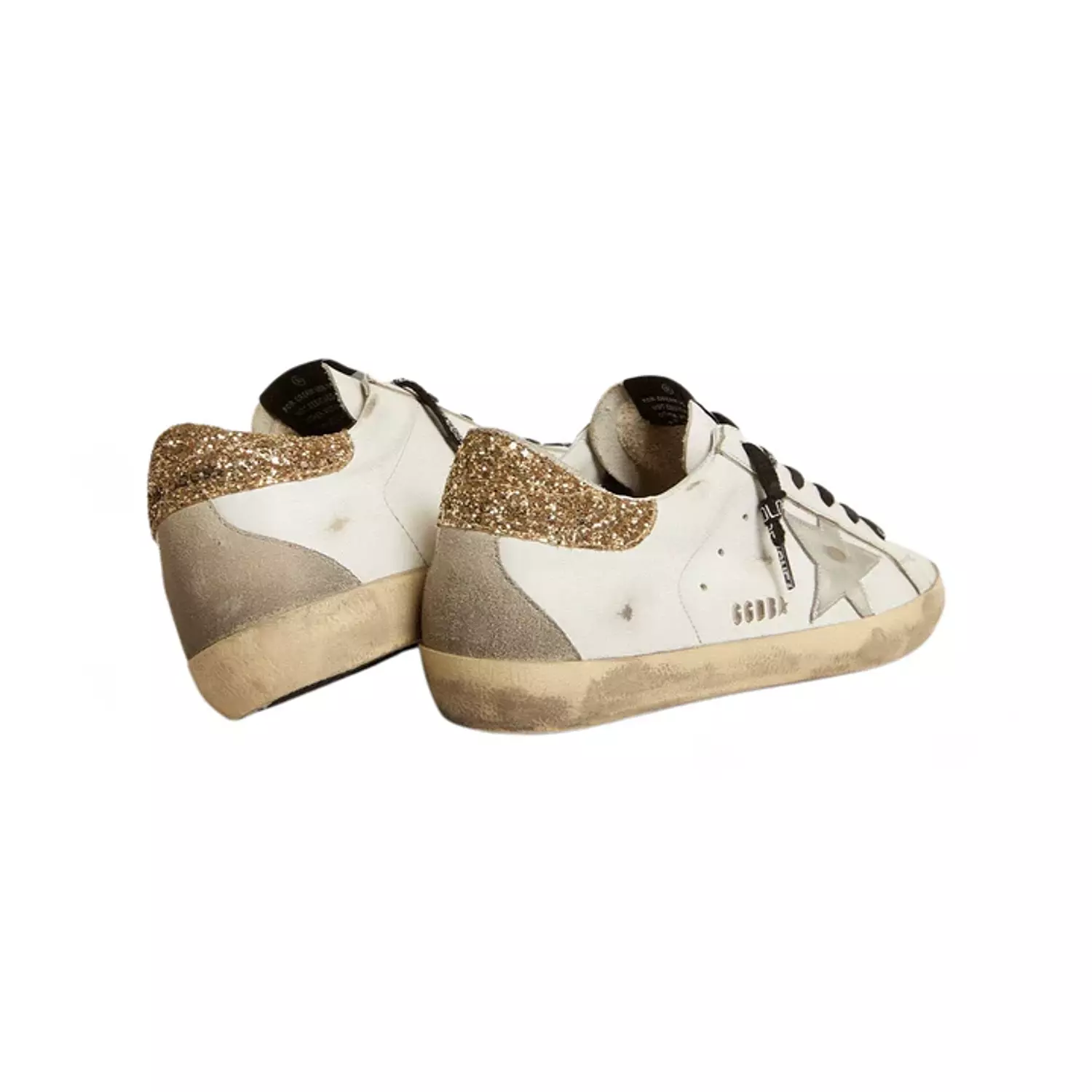 Golden Goose white leather Super-Star with glittery heel tab(Women's) 3