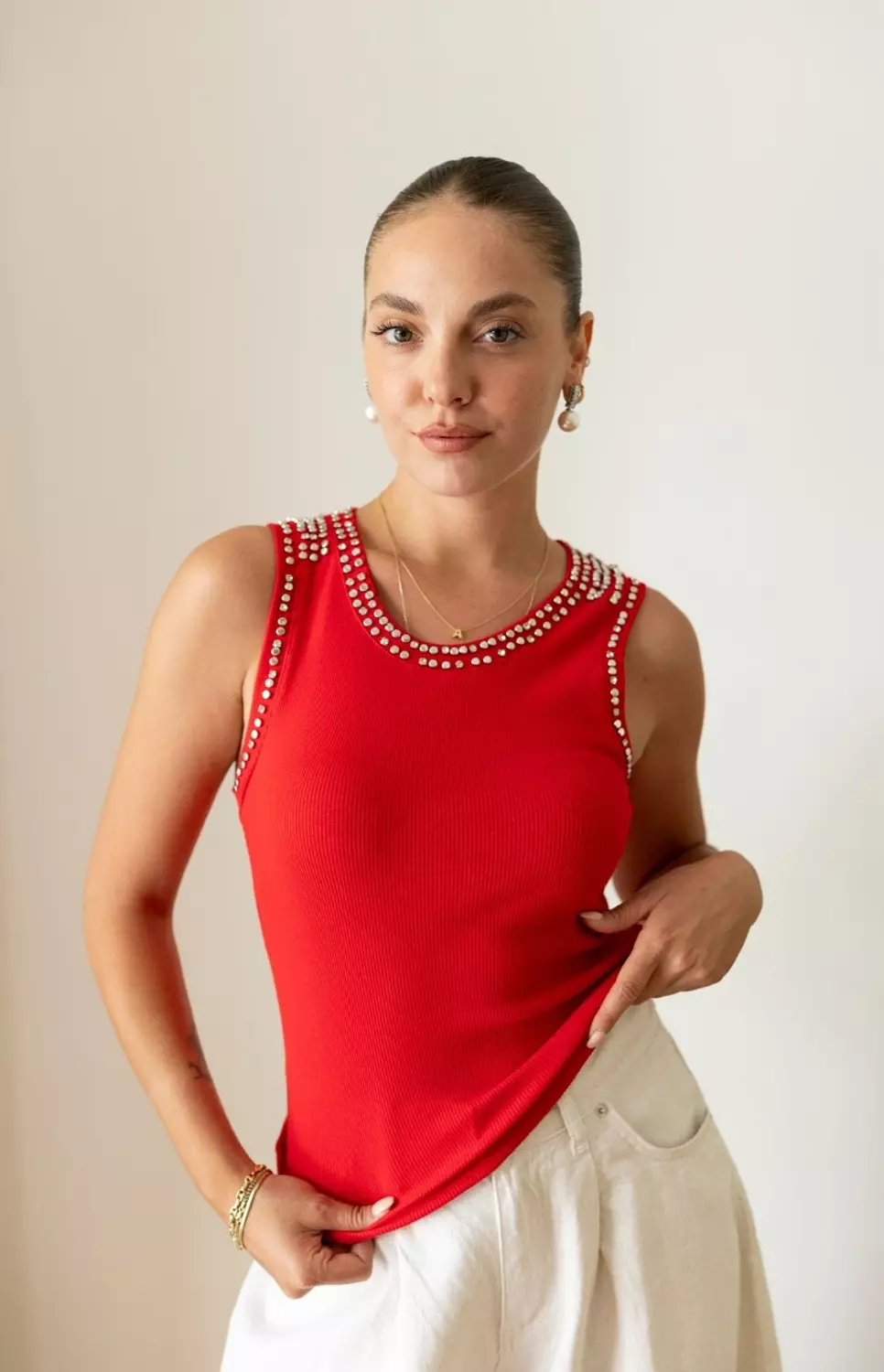 Red strass top image
