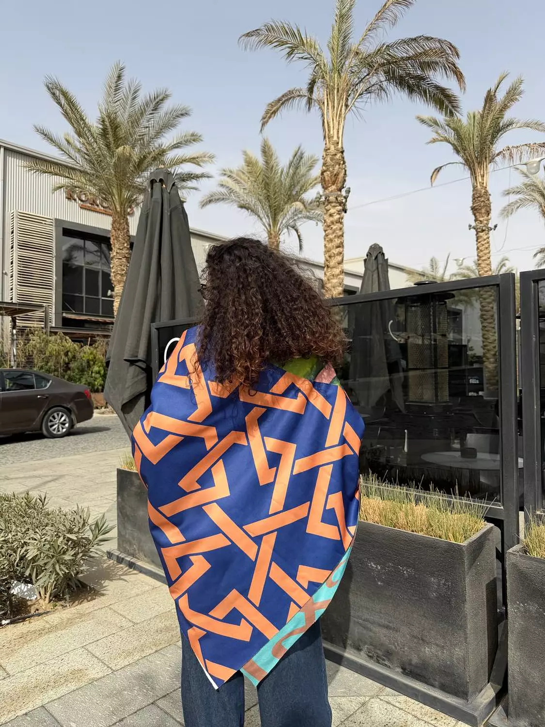 Blue*Green*Orange Double Face Scarf 2